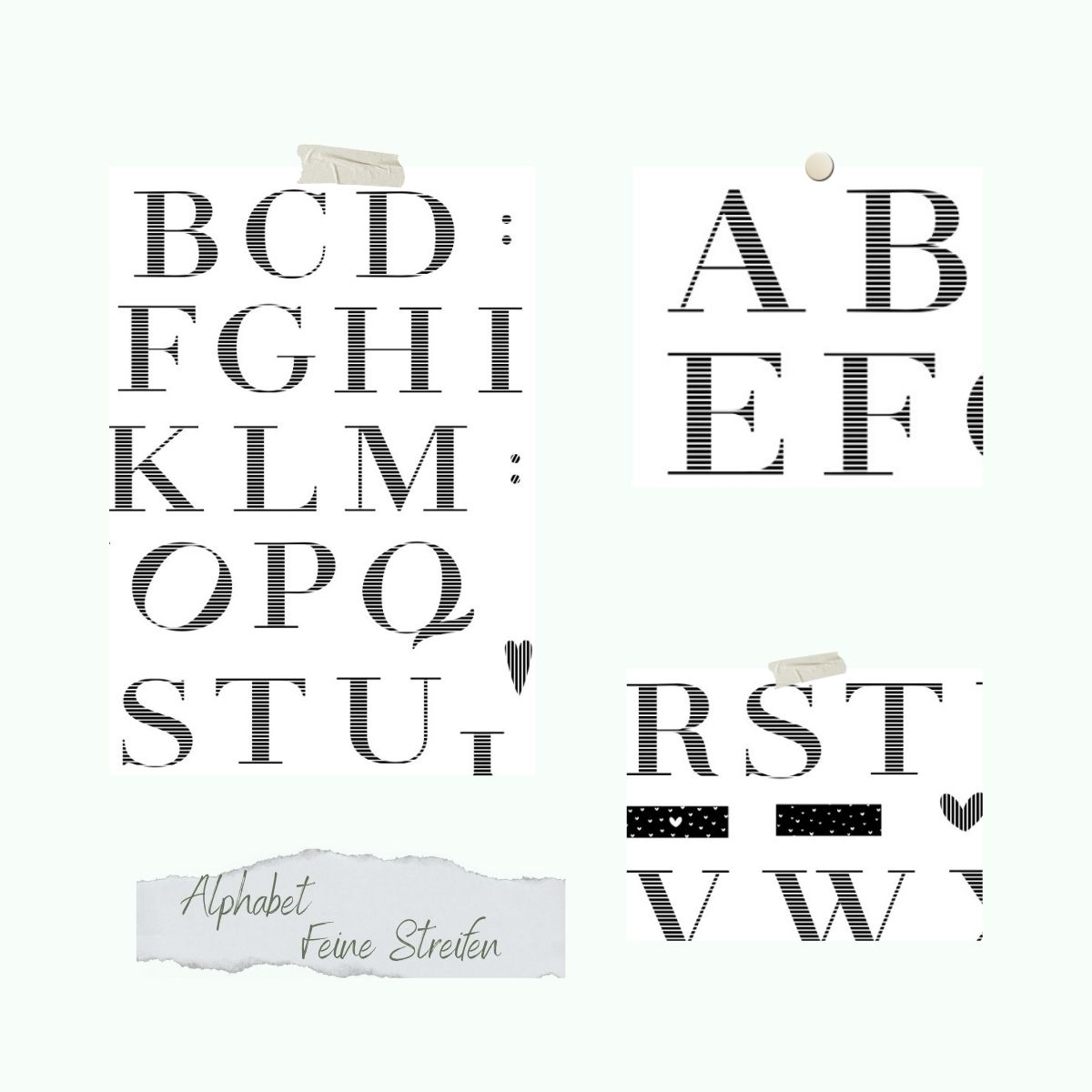 Alphabet-Feine-Streife Stempelset - Alphabet feine Streifen