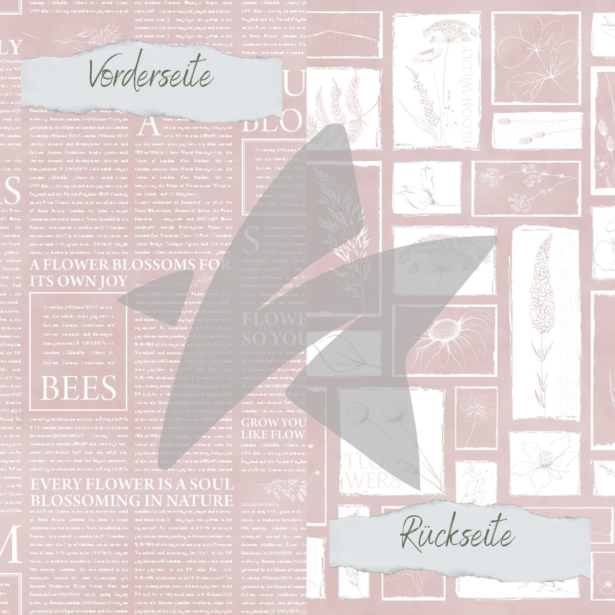 CD-BP-095 Papel de diseño - Basic - Blush - Newspaper + Wildflowers - Impreso por las dos caras
