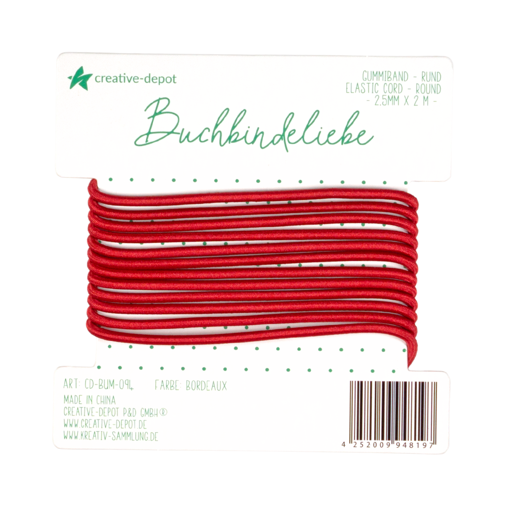 Gummiband - Bordeaux - rund - Buchbindeliebe