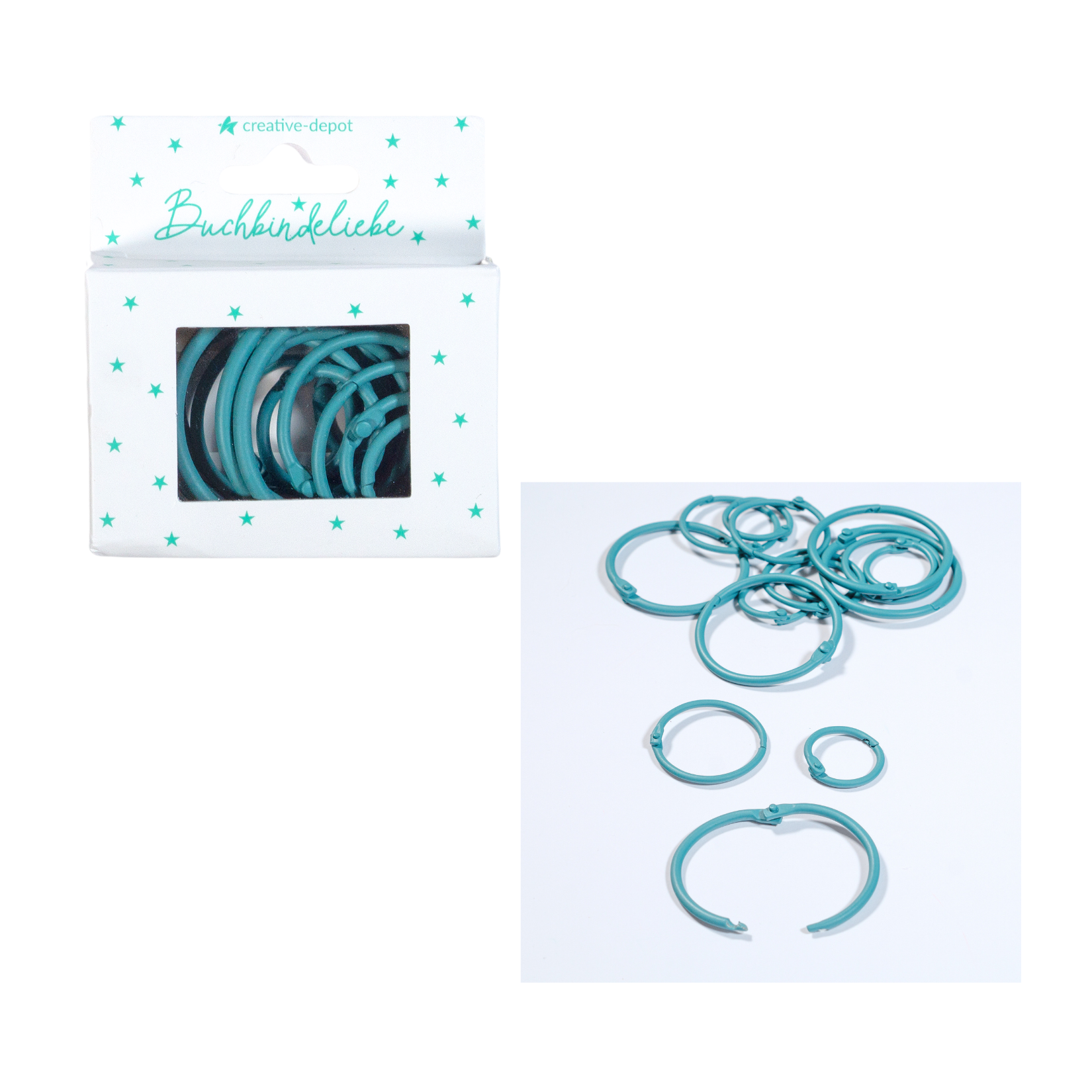 Buchringe - Salbei - Matt - Buchbindeliebe - 15 Stück