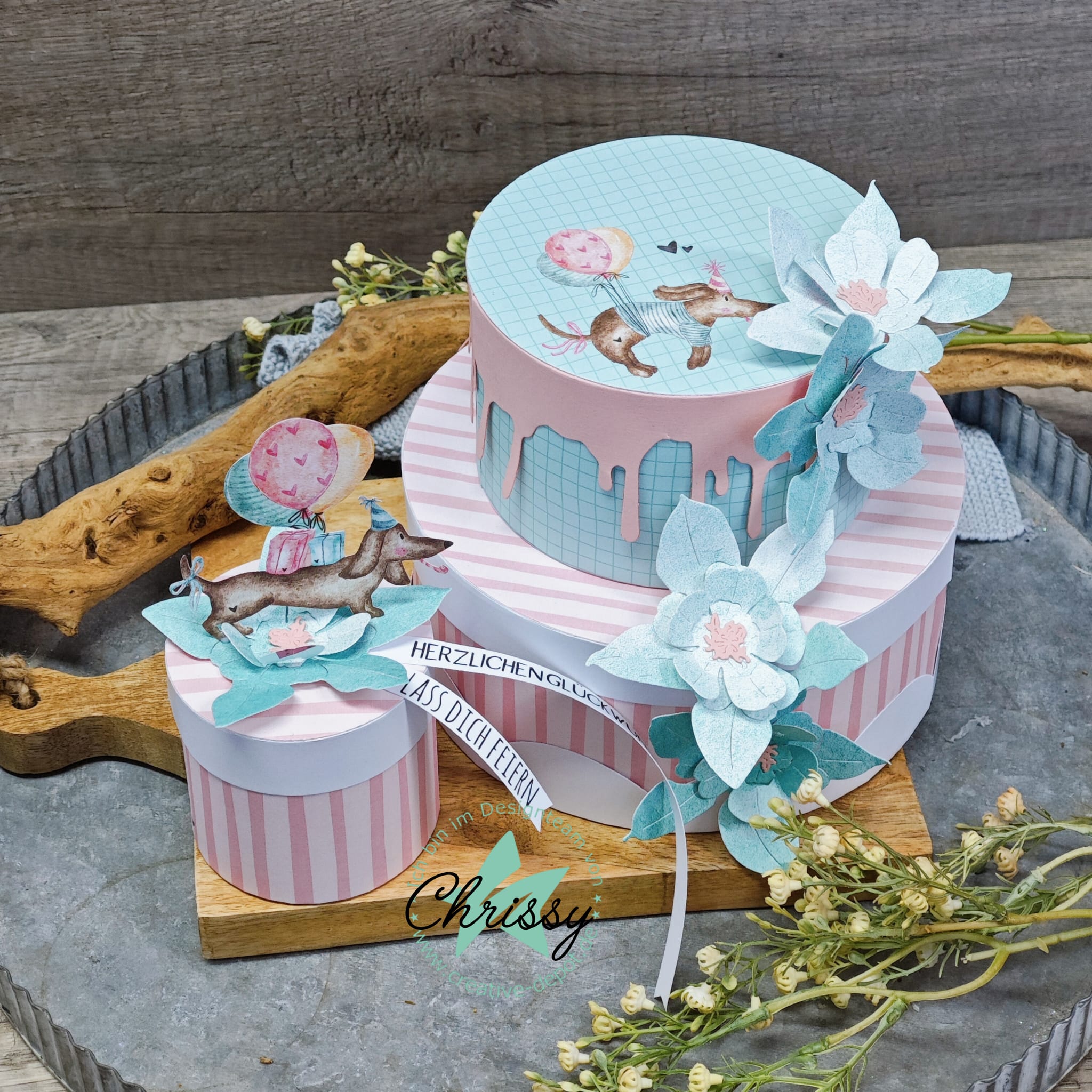 Designpapier - Designline - Partydackel - Kariert - Mint