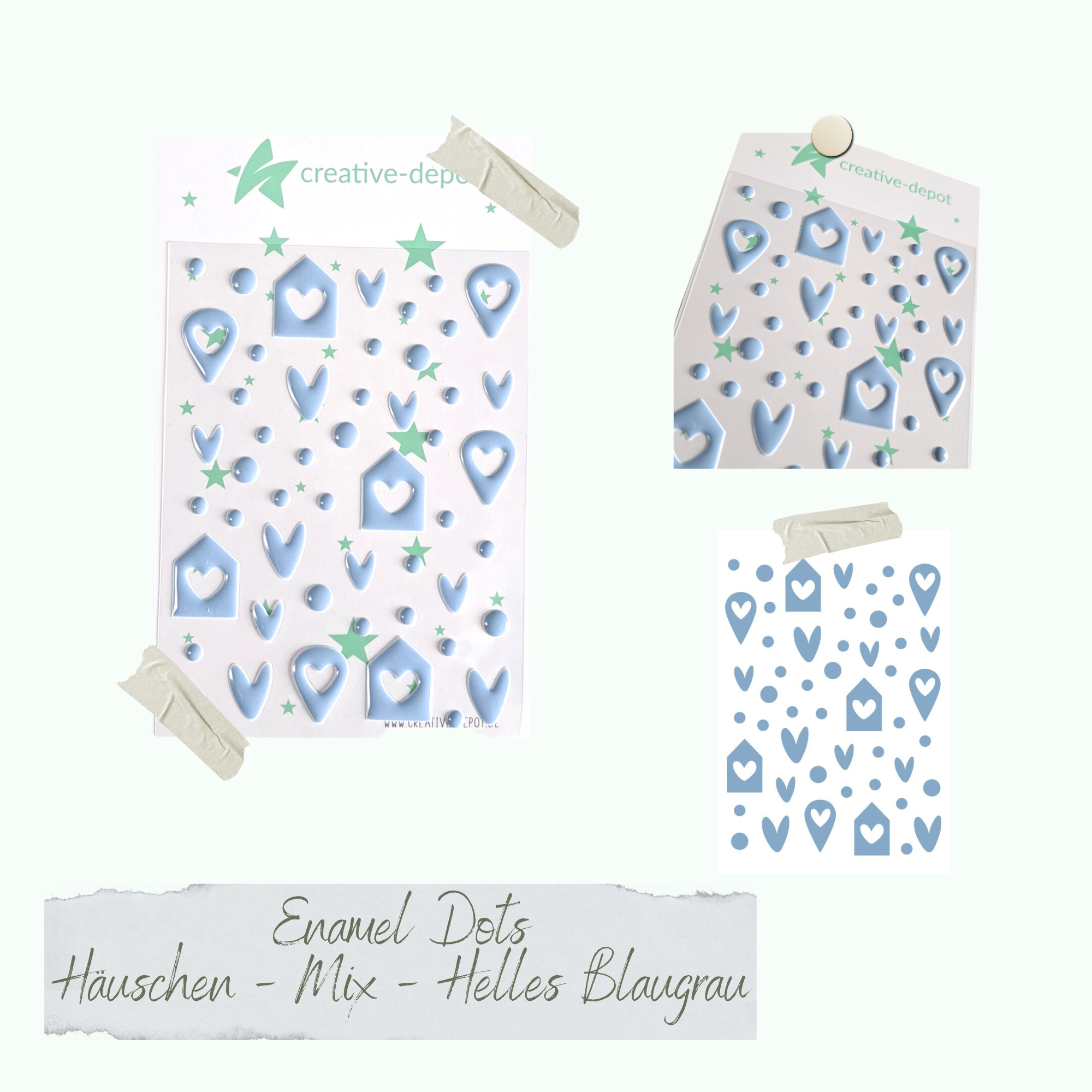 CD-ED-106 Enamel Dots - Häuschen Mix - Helles Blaugrau