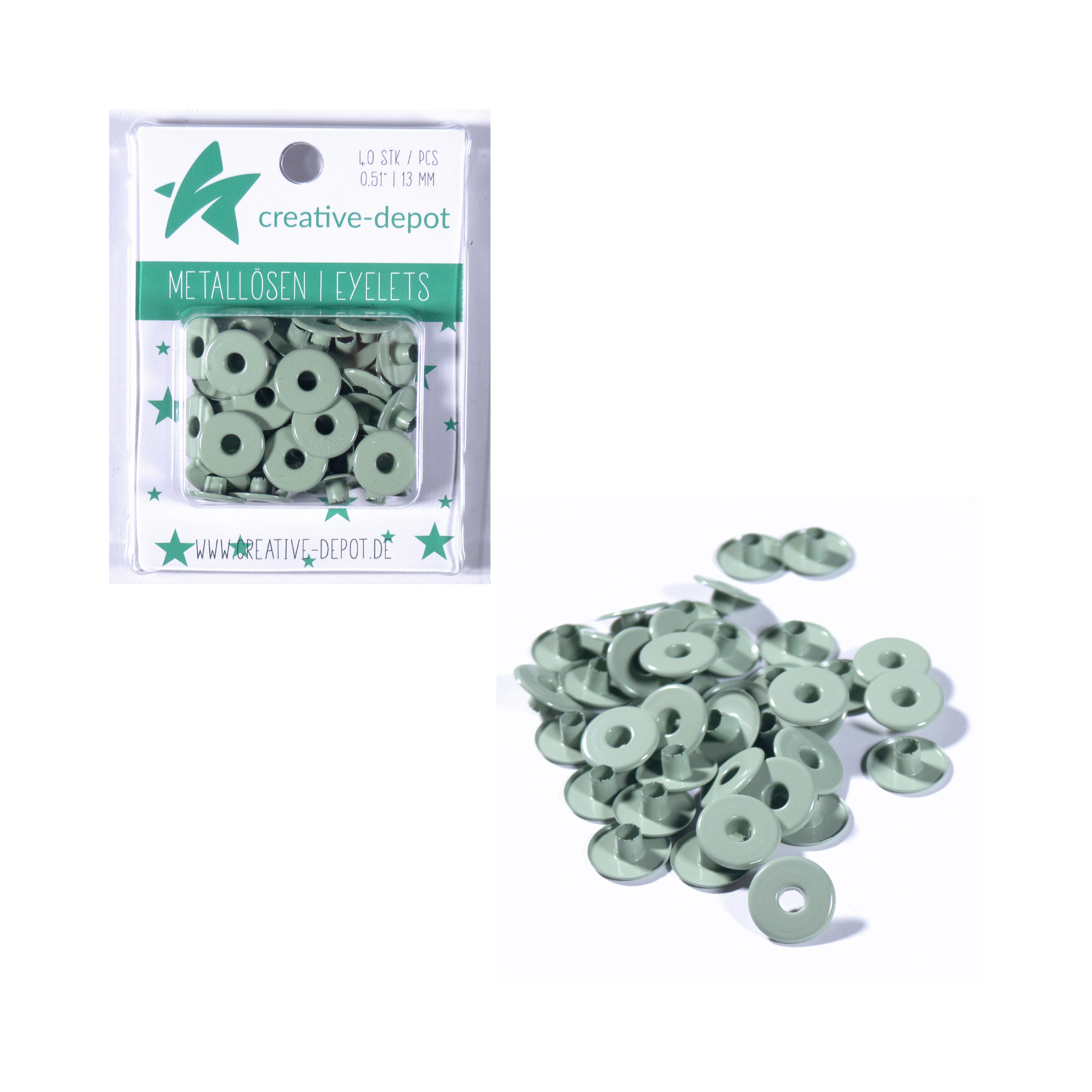 Breite Eyelets - Vintage Mint - 13mm