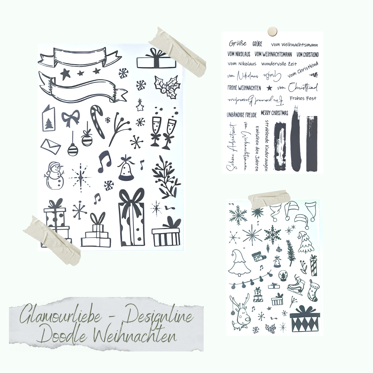 CD-Gla-003 Glamourliebe - Designline - Doodle Weihnachten - A5 - 3 Bögen