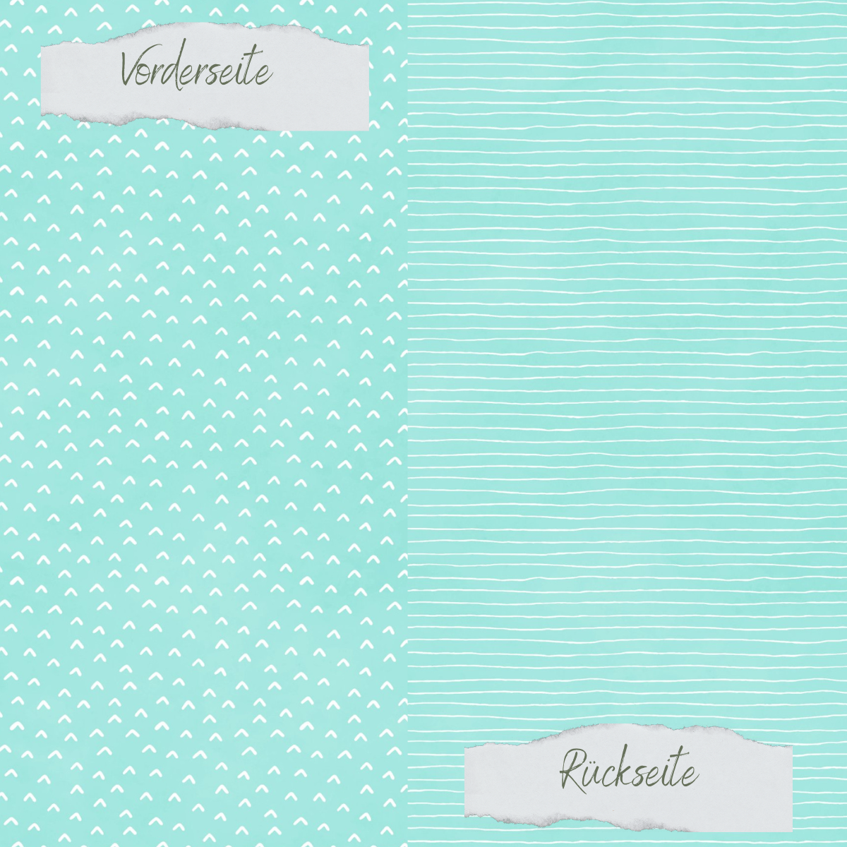 Designpapier - Basic - Sommerjade - Doodle Dächer + Streifen - Doppelseitig bedruckt