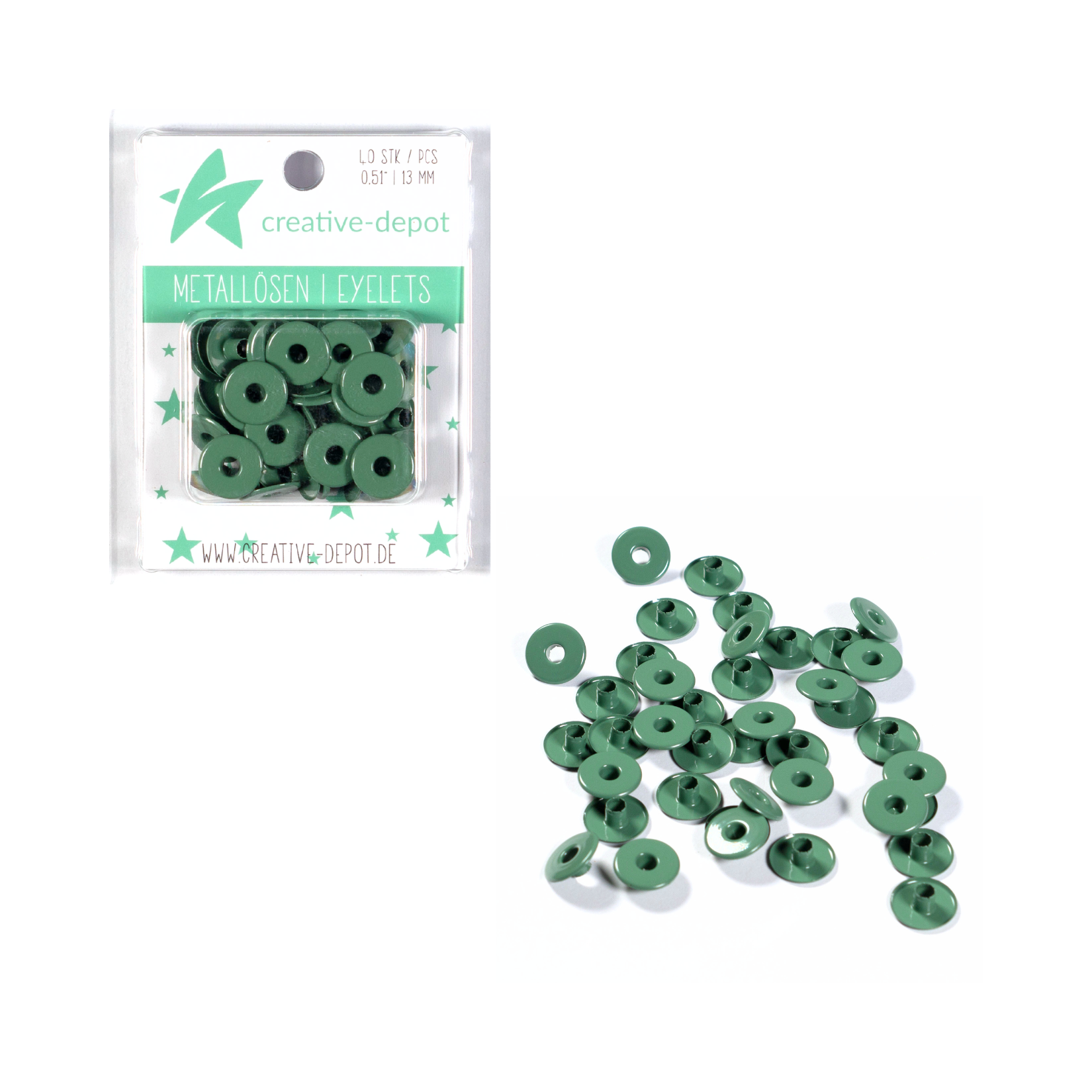 Breite Eyelets - Moos - 13 mm