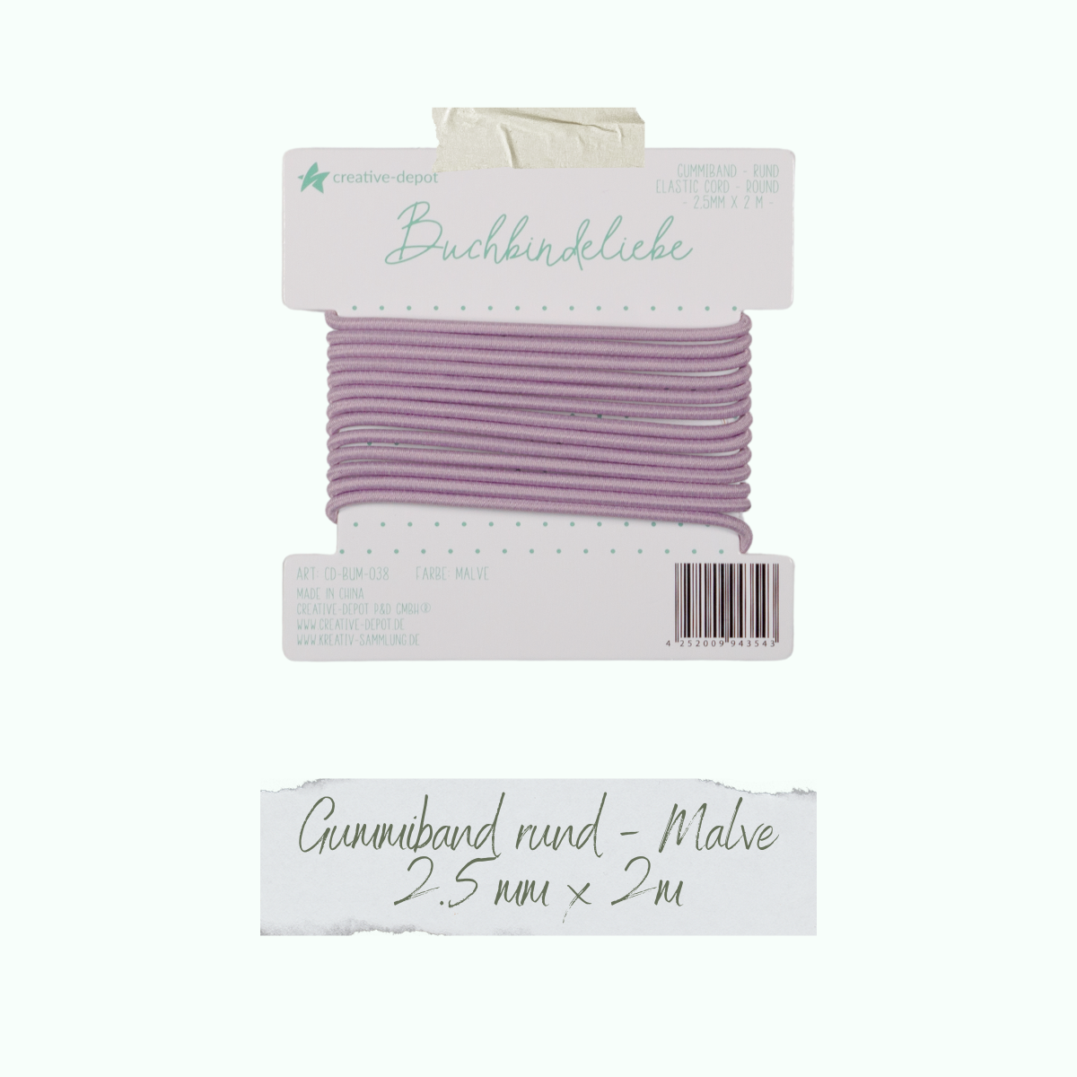 CD-BUM-038_Gummiband-rund-Malve Buchbindeliebe - Gummiband - Malve - rund