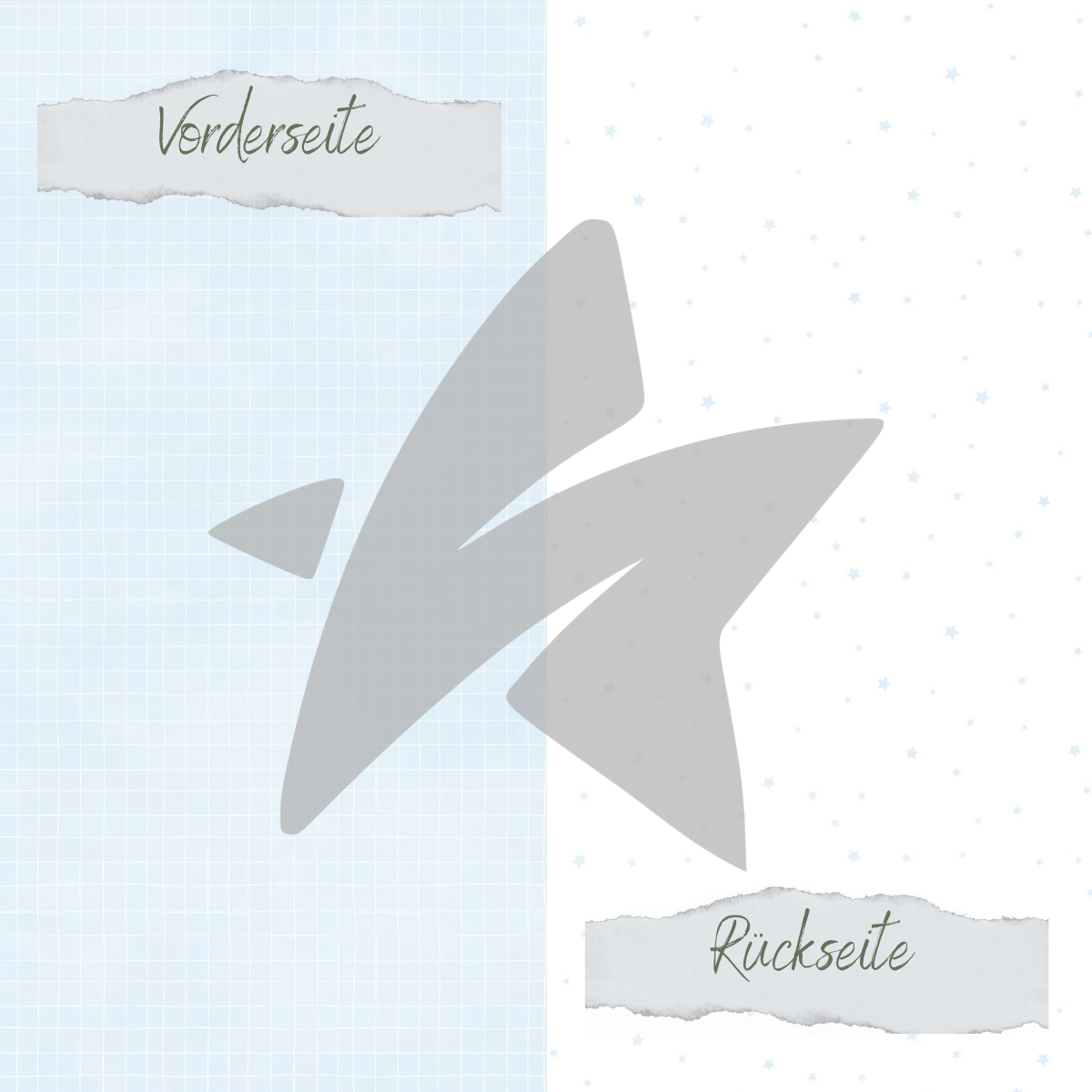 CD-BP-087 Papel de diseño - Basic - Baby Blau - Doodle Gitter + Sternchen - Impreso por las dos caras