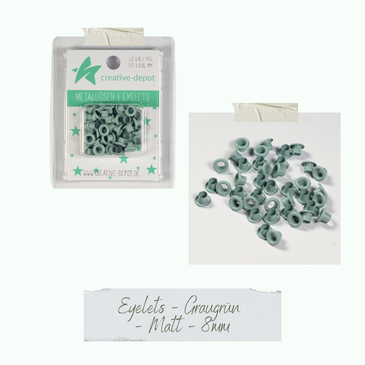 CD-EY-125_Eyelets-Graugr-n-Matt-8mm Eyelets - Graugrün - Matt - 8 mm