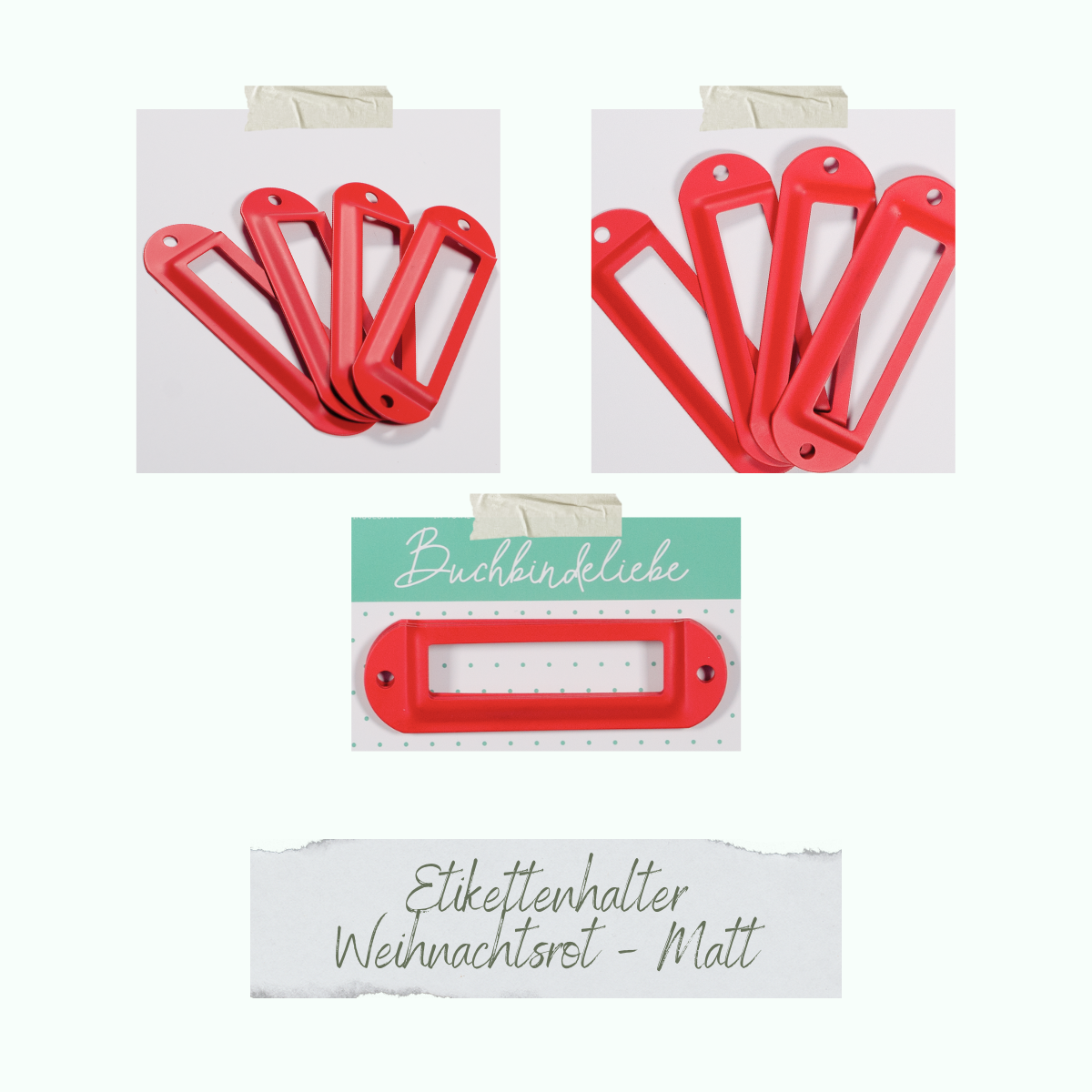 CD-BUM-025_Etikettenhalter-Weihnachtsrot-Matt Etikettenhalter - Weihnachtsrot - Matt - Buchbindeliebe