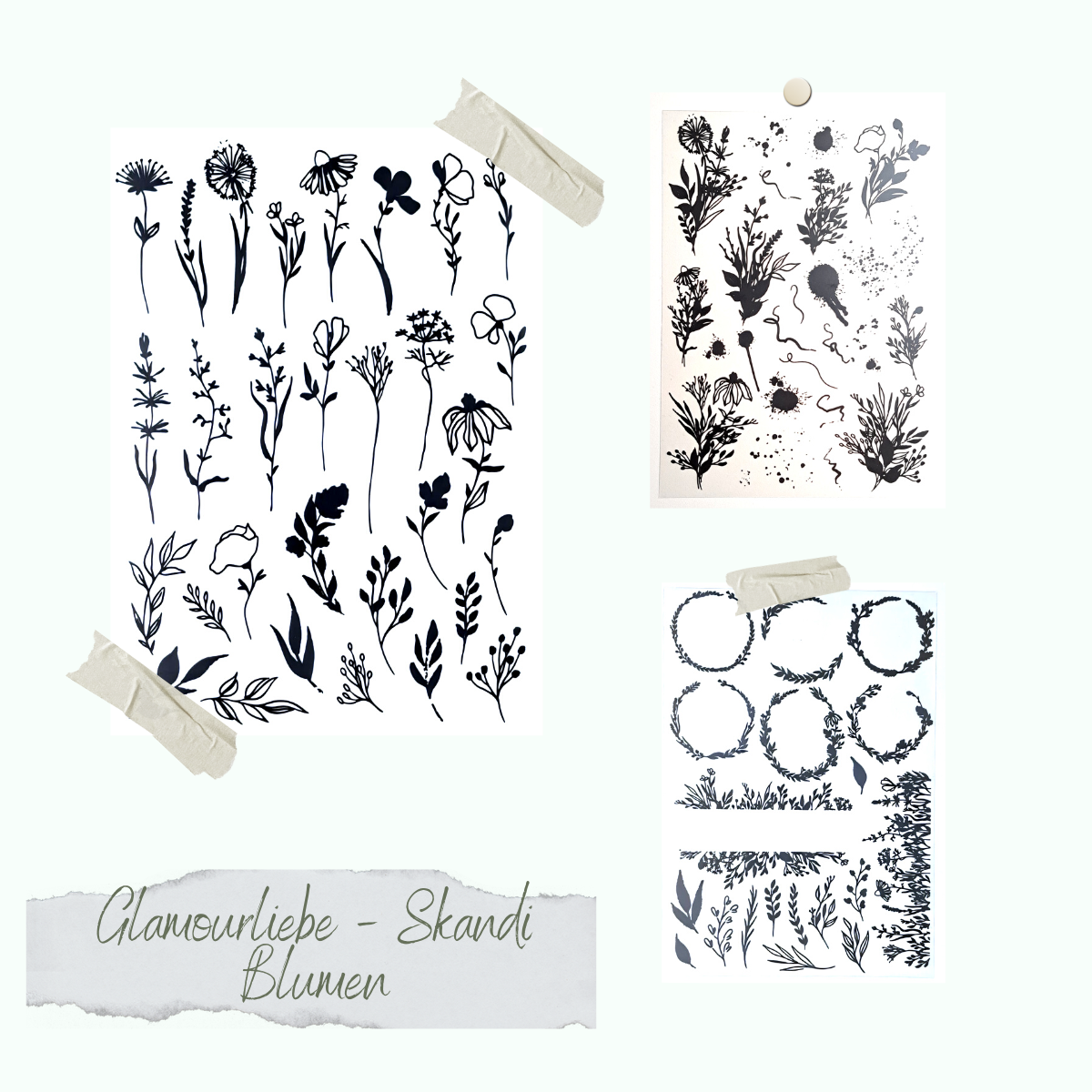 CD-Gla-007 Glamourliebe - Skandi Blumen - A5 - 3 Bögen