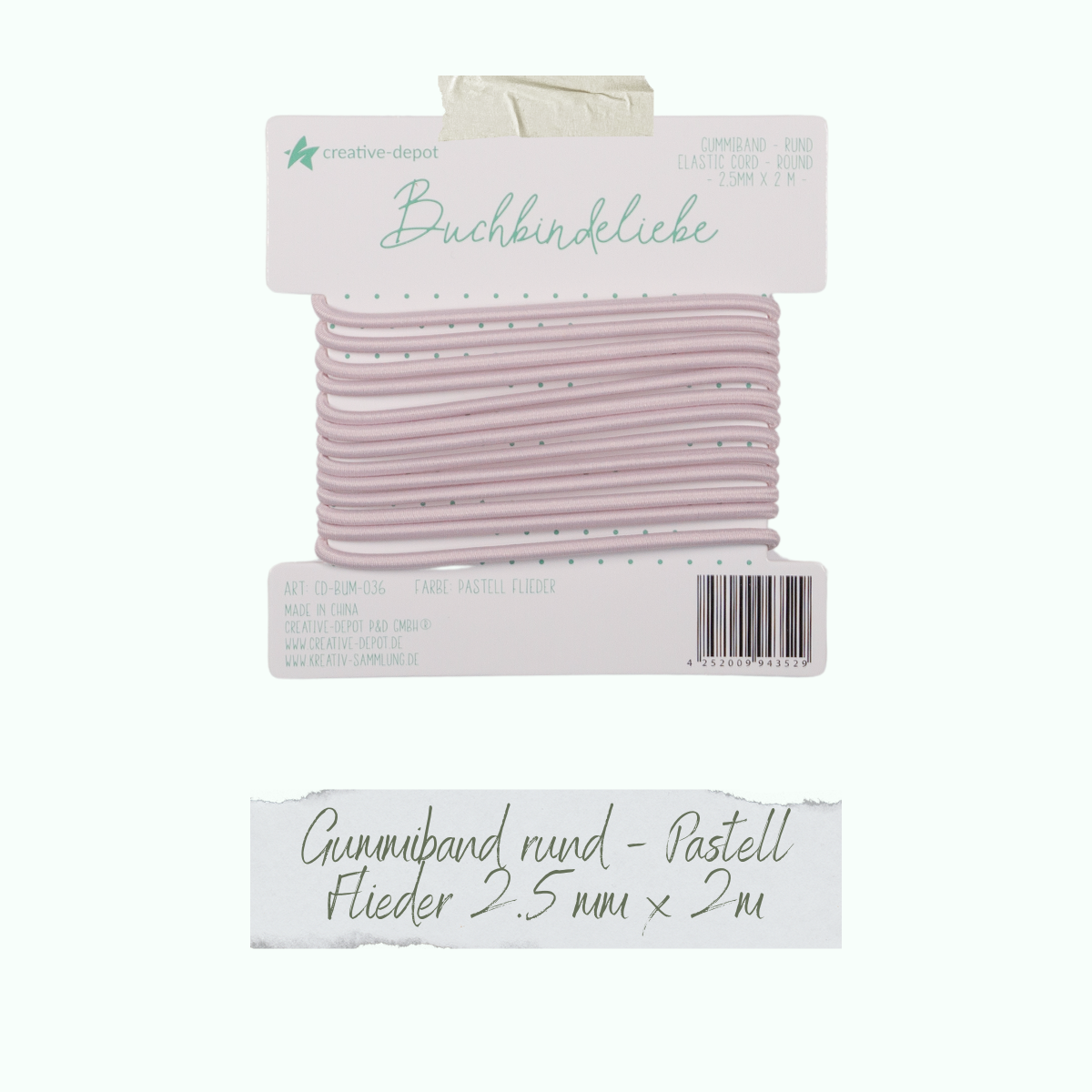 CD-BUM-036_Gummiband-rund-Pastell-Flieder Gummiband - Pastell Flieder - rund - Buchbindeliebe
