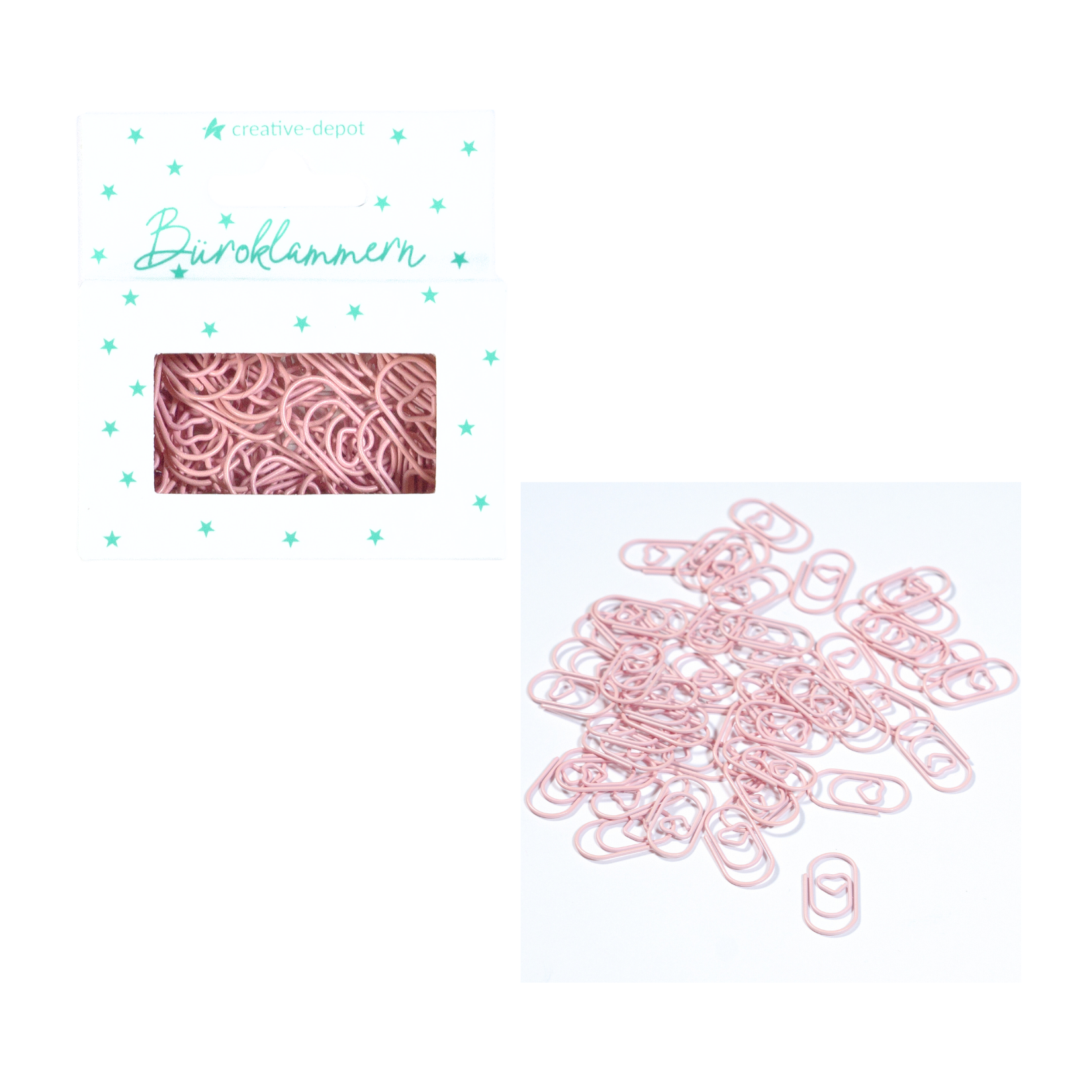 Büroklammer Herz - Kaugummi Rosa - Matt - 50 Stück