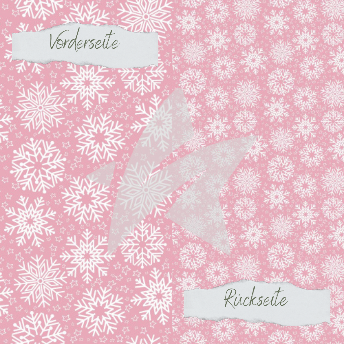 Papel de diseño - Designline - Copos de nieve - Rosa - Impreso por las dos caras