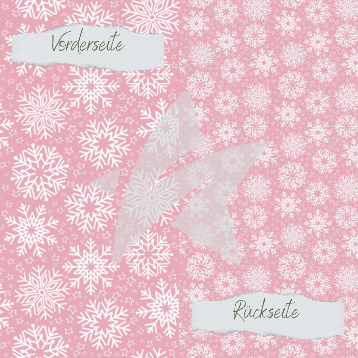 CD-DP-585-Desingline-Schneeflocken-rosa Papier à dessin - Designline - Flocons de neige - Rose - Imprimé recto-verso