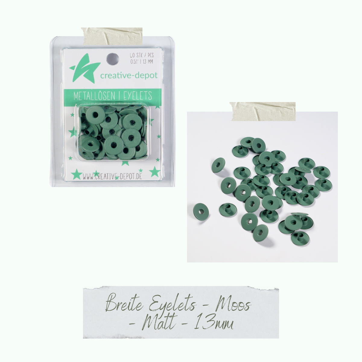  Breite Eyelets - Moos - Matt - 13 mm