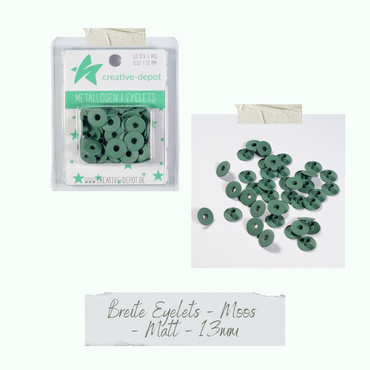 CD-EY-105_Breite-Eyelets-Moos-Matt-13mm  Breite Eyelets - Moos - Matt - 13 mm
