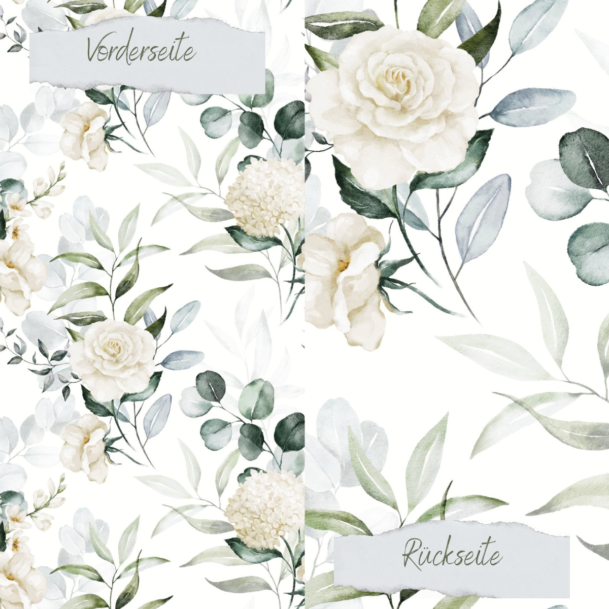 Designpapier - Weiße Blüten - Doppelseitig bedruckt