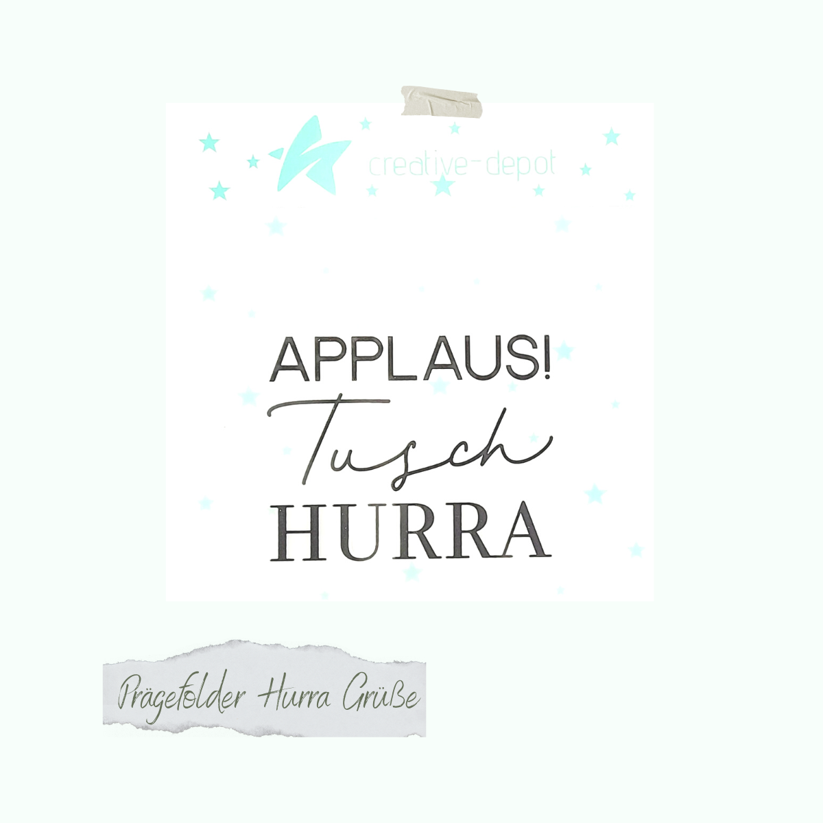 CD-PF-Pr-gefolder-Hurra-Gr-sse Chemise à gaufrer - Hourra les vœux - 15 x 15 cm