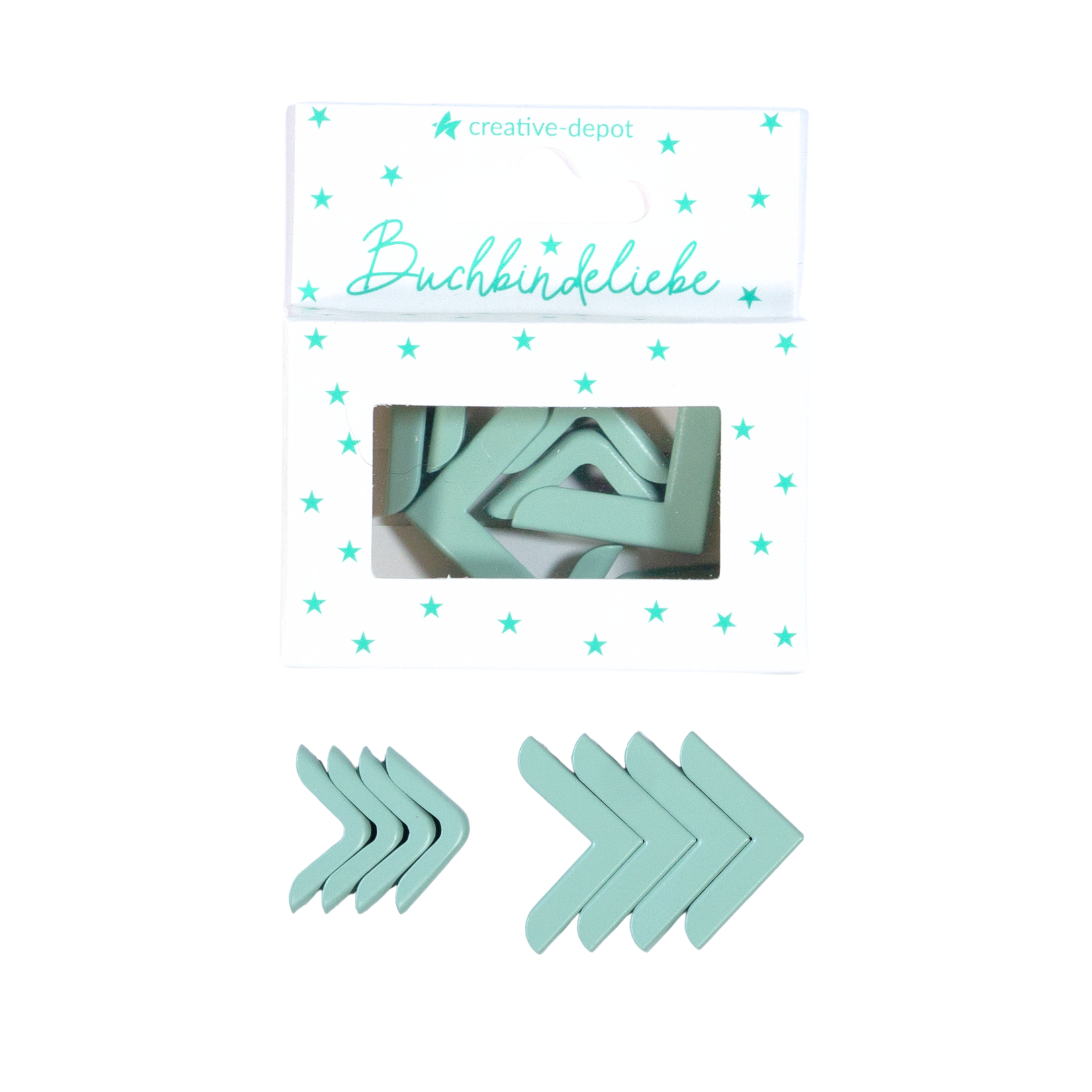 Buchecken - Vintage Mint - Matt - Buchbindeliebe - 8 Stück