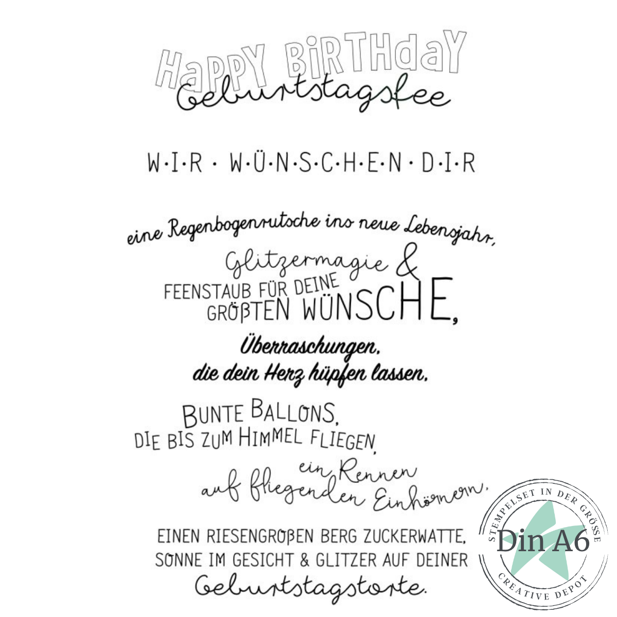 Stempelset - Kartentext Geburtstagsfee 