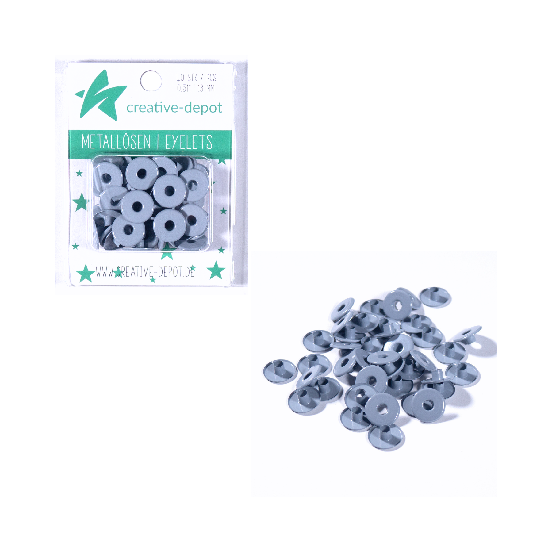 Oeillets larges - bleu argenté - 13mm