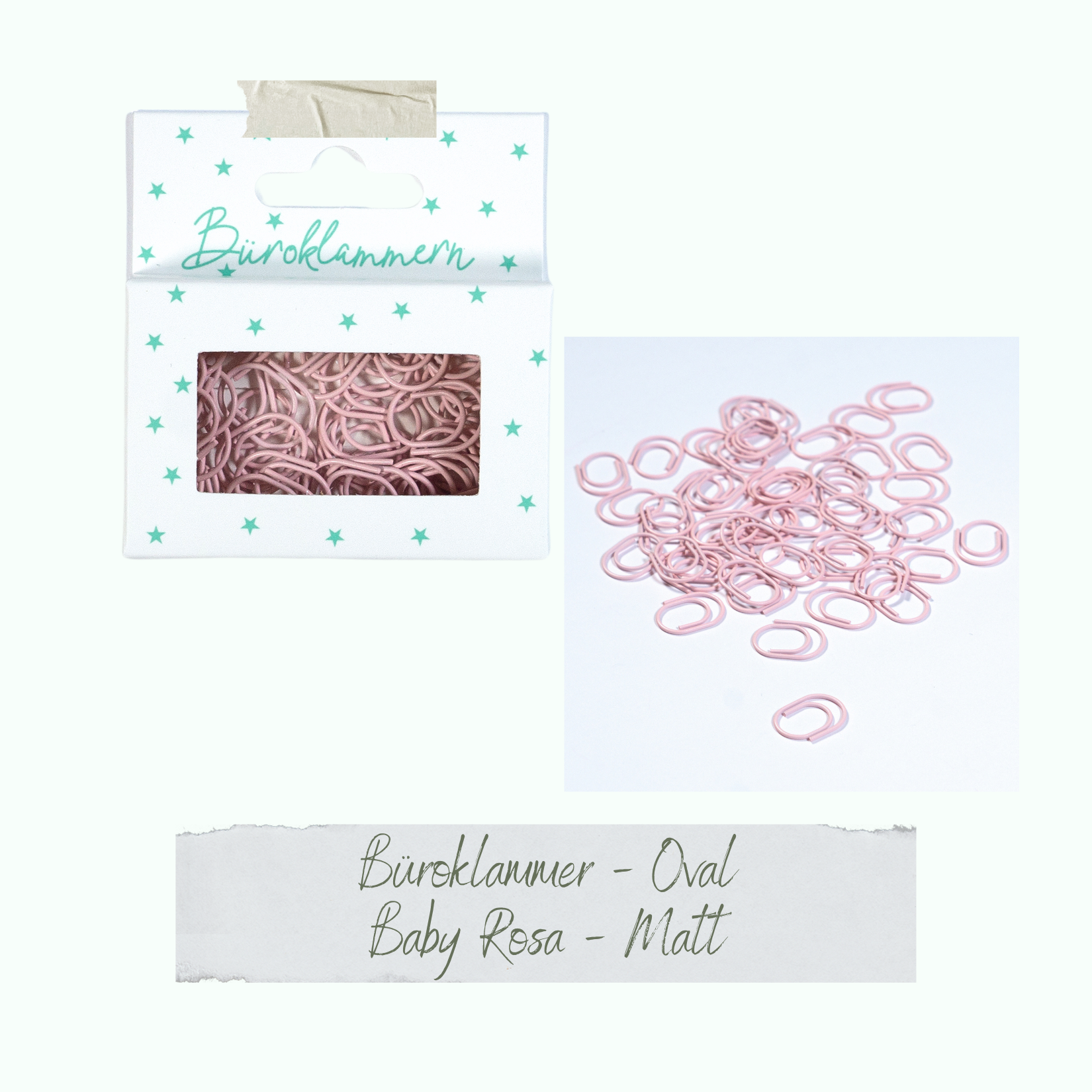Büroklammer Oval - Baby Rosa - Matt - 50 Stück Büroklammer Oval - Baby Rosa - Matt - 50 Stück