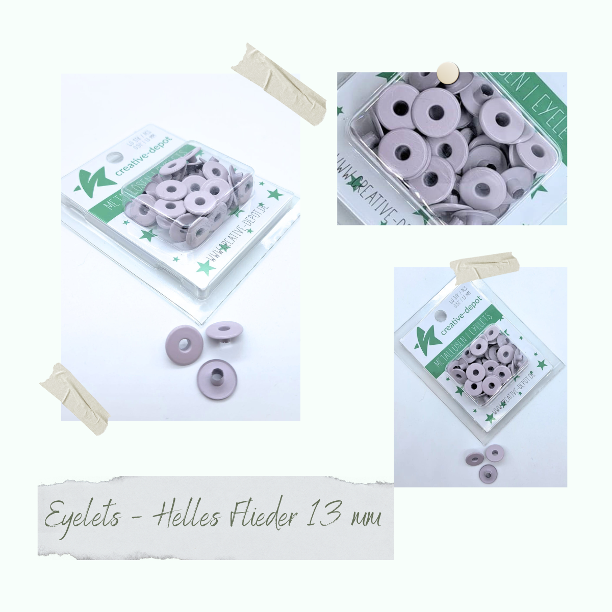 Breite Eyelets - Helles Flieder - 13mm