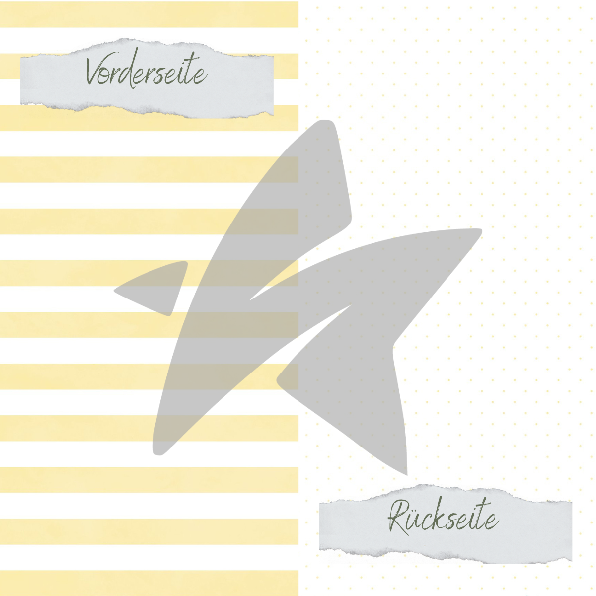 CD-BP-125 Papel de diseño - Basic - Baby Gelb - Gepunktet + Breite Streifen - Impreso por las dos caras
