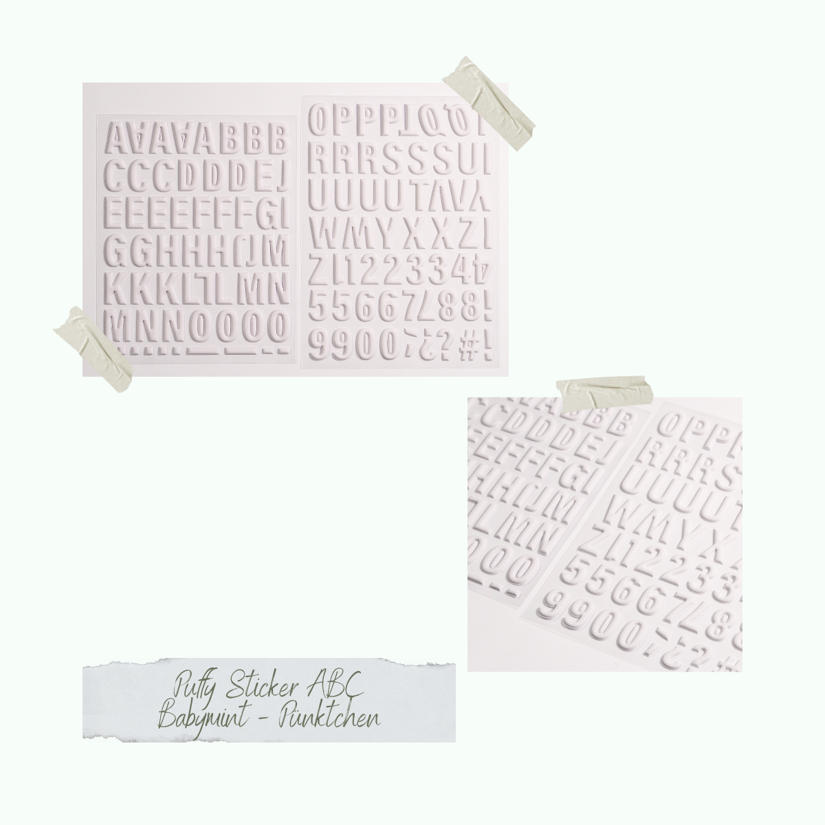 CD-PS-025_Puffy-Sticker-ABC-Babymint-P-nktchen Pfuffy Sticker - ABC - Babymint - Pünktchen