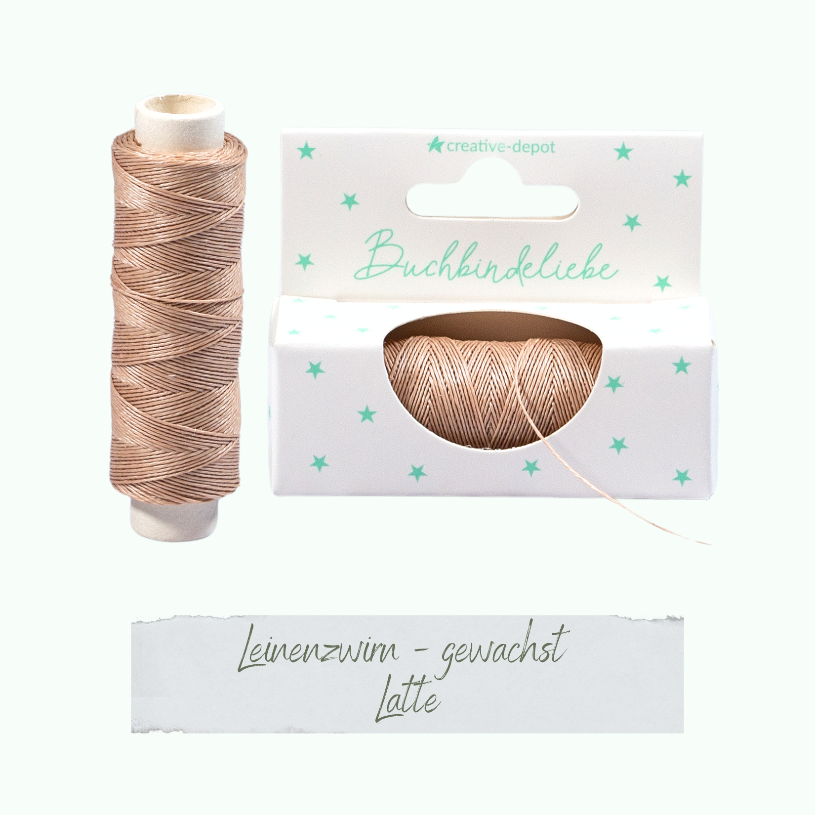 Leinenzwirn gewachst - Latte - Buchbindeliebe 