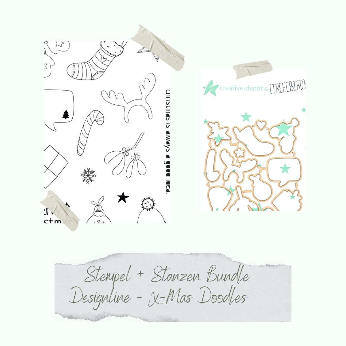 Bundle - Stamp set & punches - Designline - X-Mas Doodles