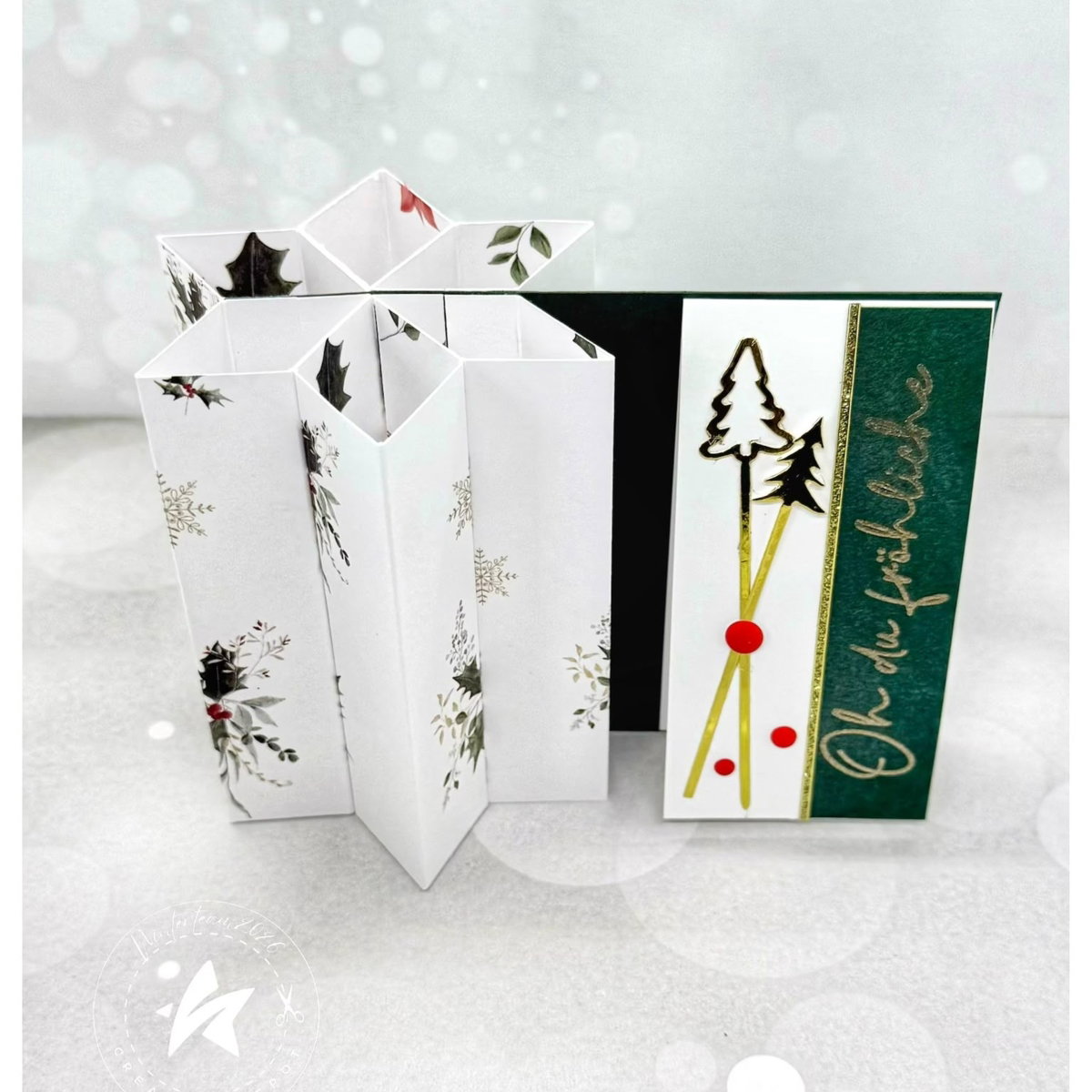 Designer paper – Holly bouquets – Printed on both sides