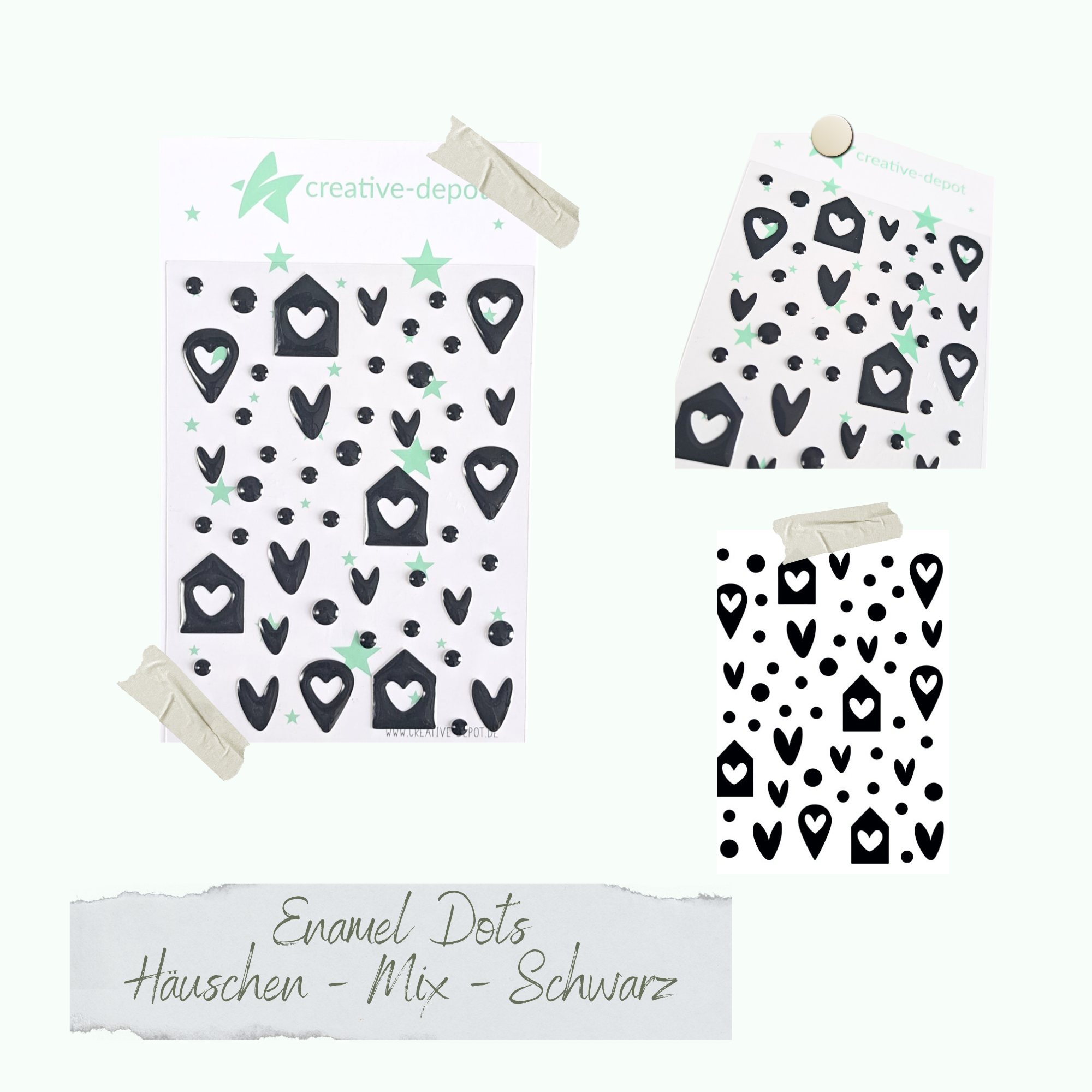 CD-ED-082 Enamel Dots - Häuschen Mix - Schwarz