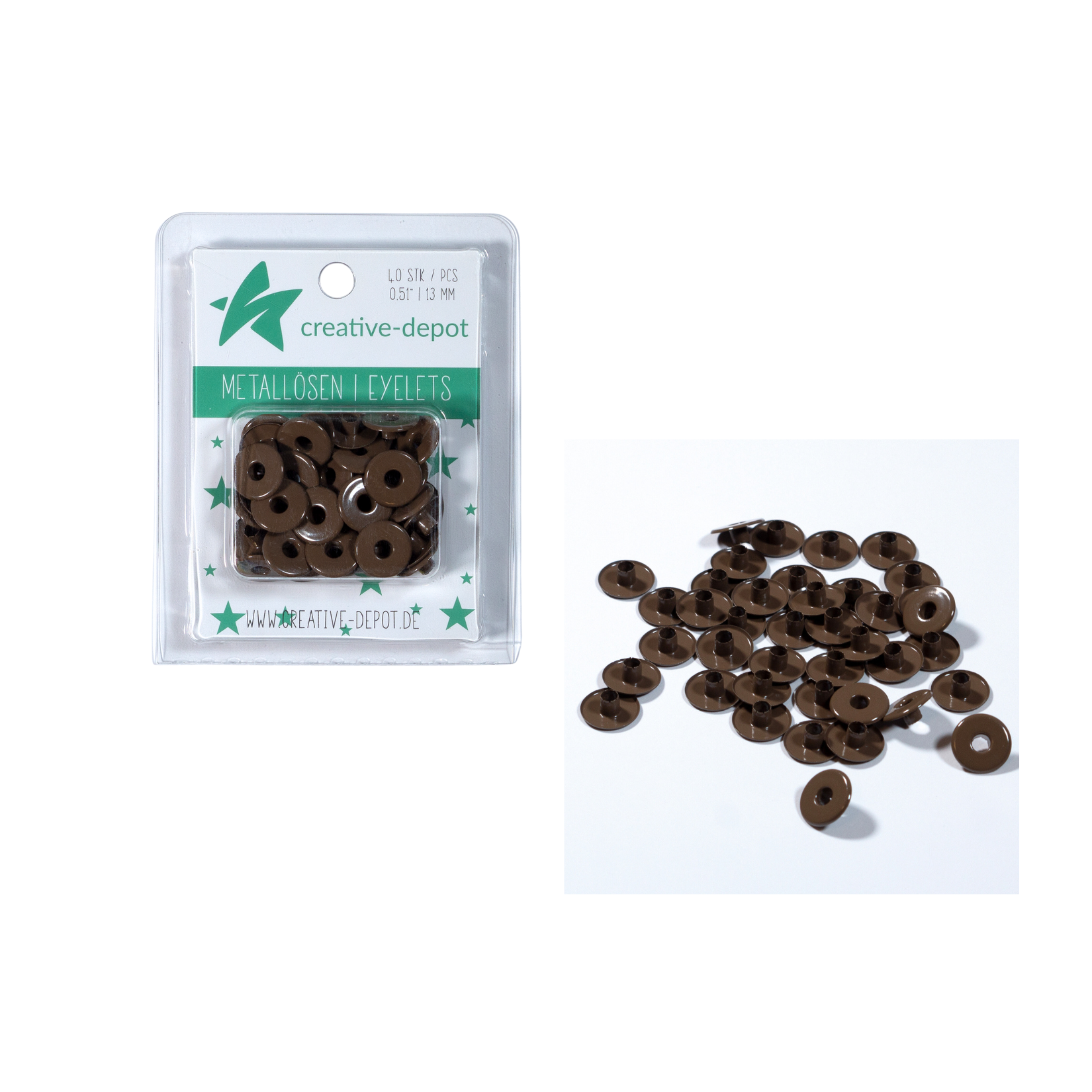 Breite Eyelets - Dunkelbraun - 13mm
