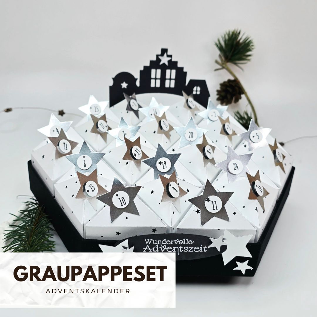 Graupappe Set mit  Anleitung Adventskalender Ulla