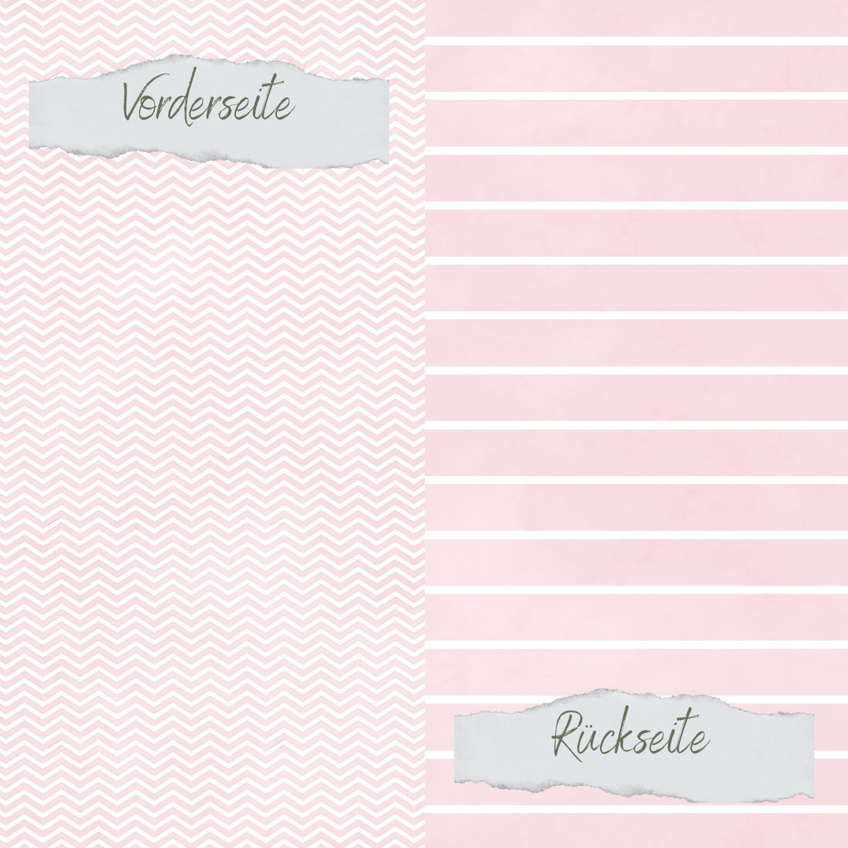 CD-BP-133 Papel de diseño - Basic - Baby Rosa - Breite Linien + Zickzack - Impreso por las dos caras