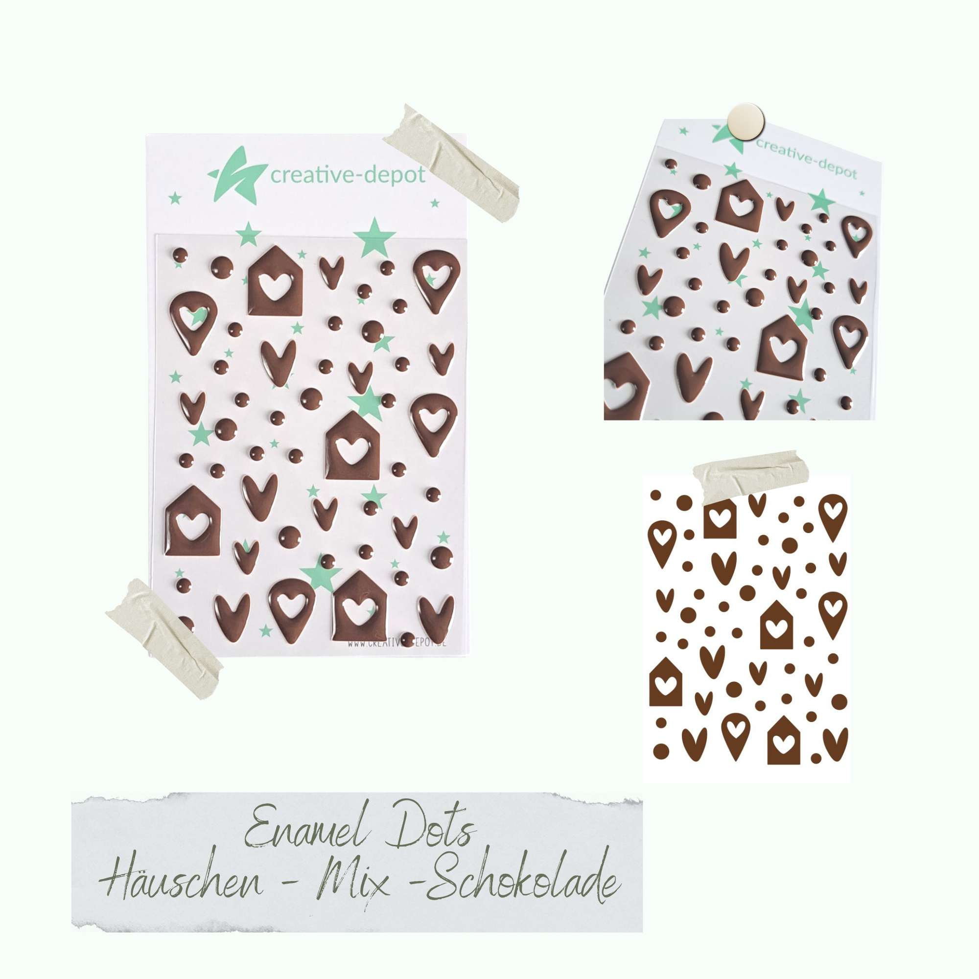 CD-ED-113 Enamel Dots - Häuschen Mix - Schokolade