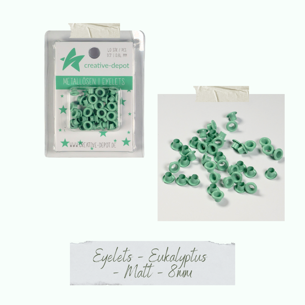 CD-EY-122_Eyelets-Eukalyptus-Matt-8mm Eyelets - Eukalyptus - Matt - 8 mm