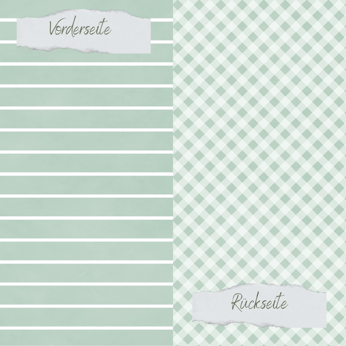 Design paper - Basic - Vintage Mint - Breite Linien + Karos - Doppelseitig bedruckt