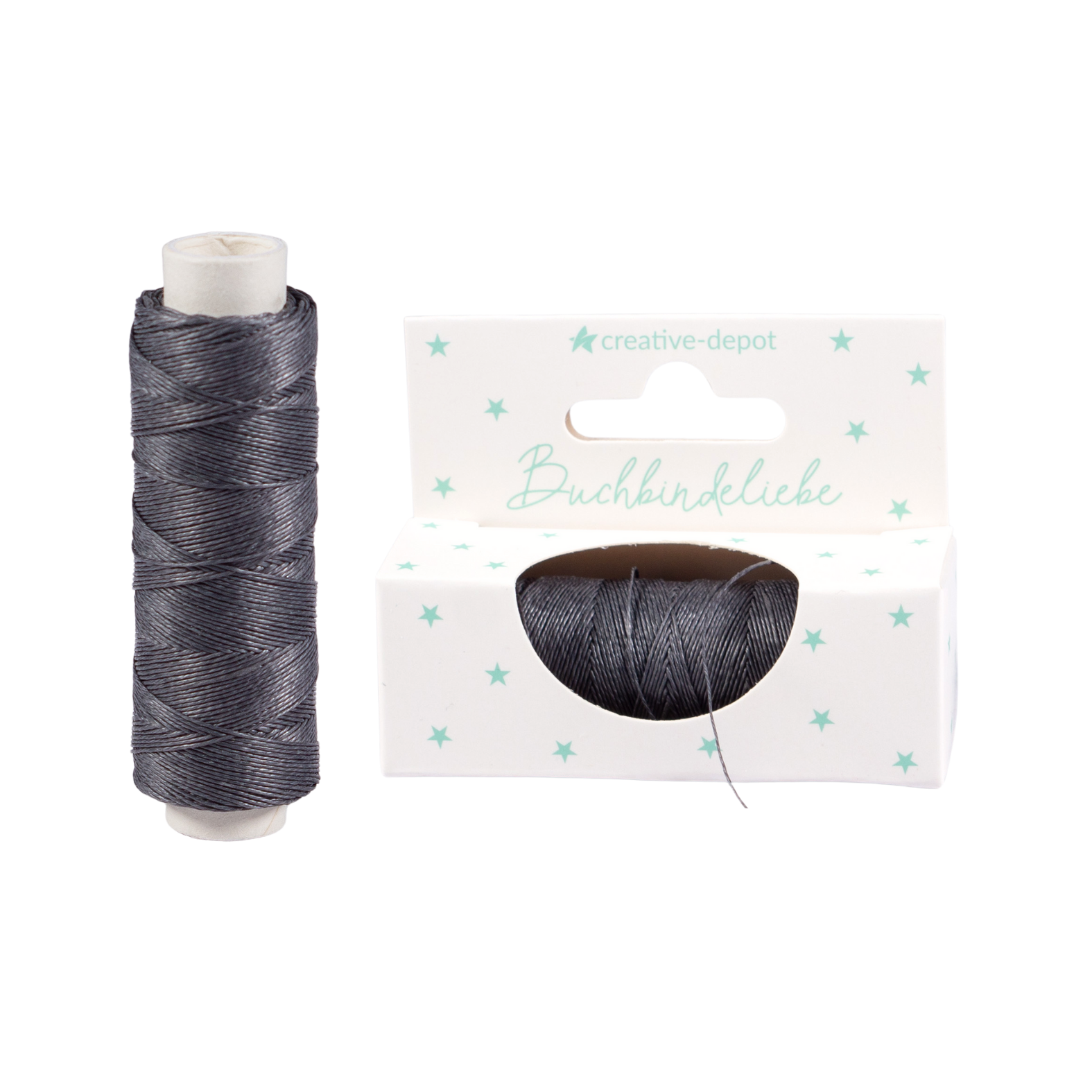 Leinenzwirn gewachst - Dunkelgrau - Buchbindeliebe