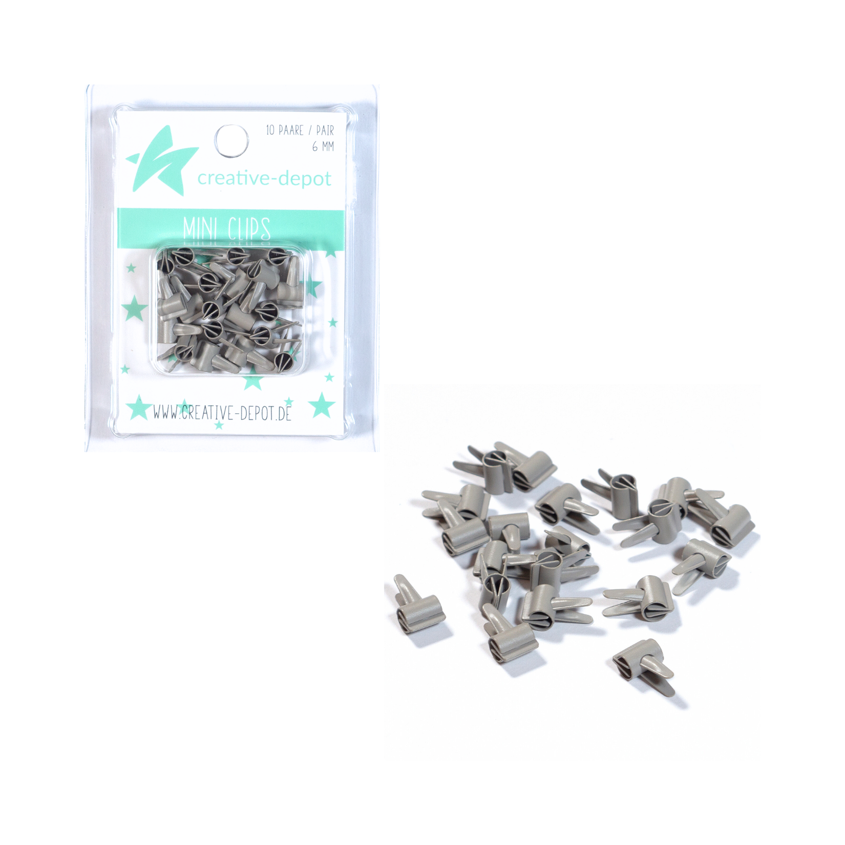 Mini Clip - Taupe - Matt - 20 Stück