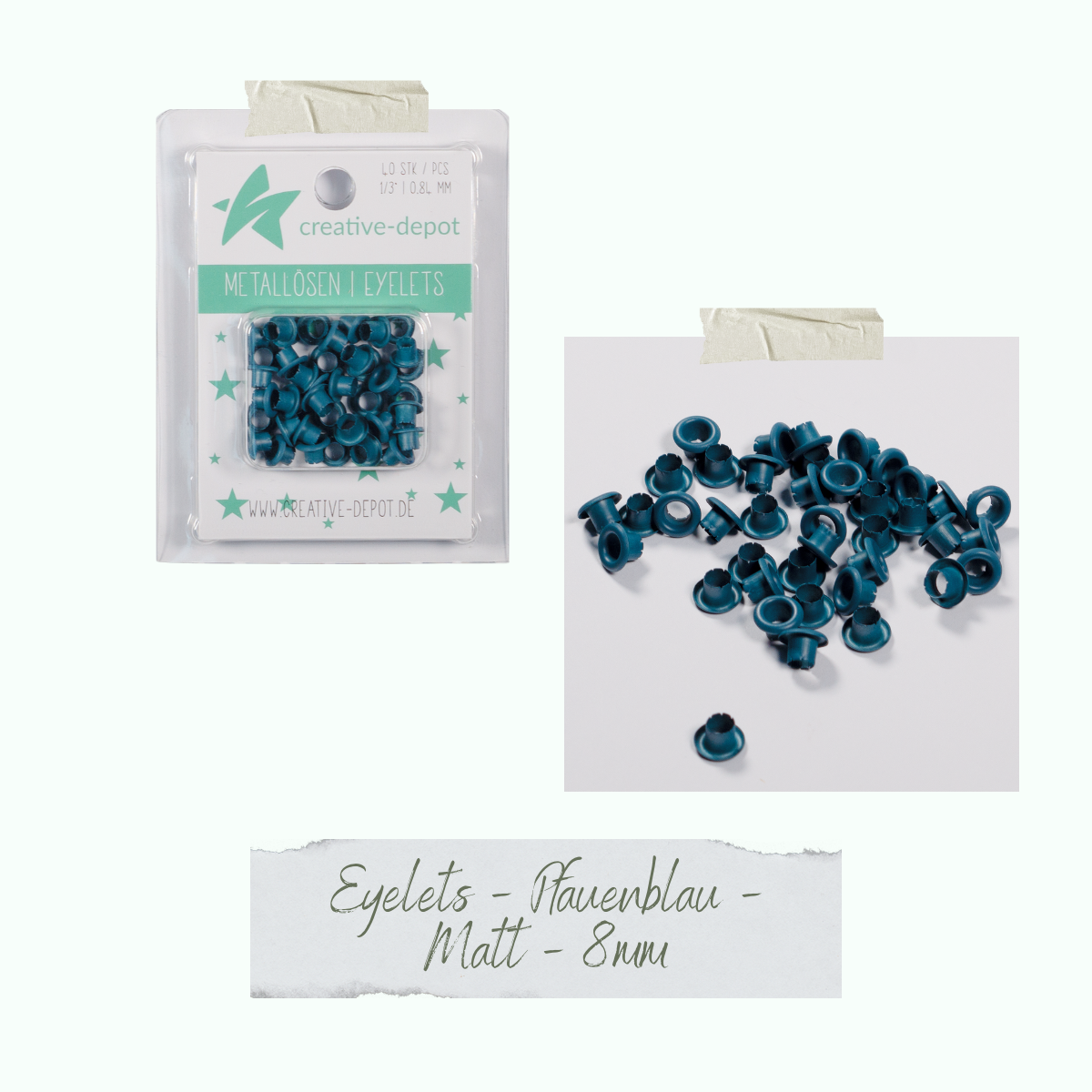 CD-EY-061_Eyelets-Pfauenblau-Matt-8mm Eyelets - Pfauenblau - Matt - 8 mm