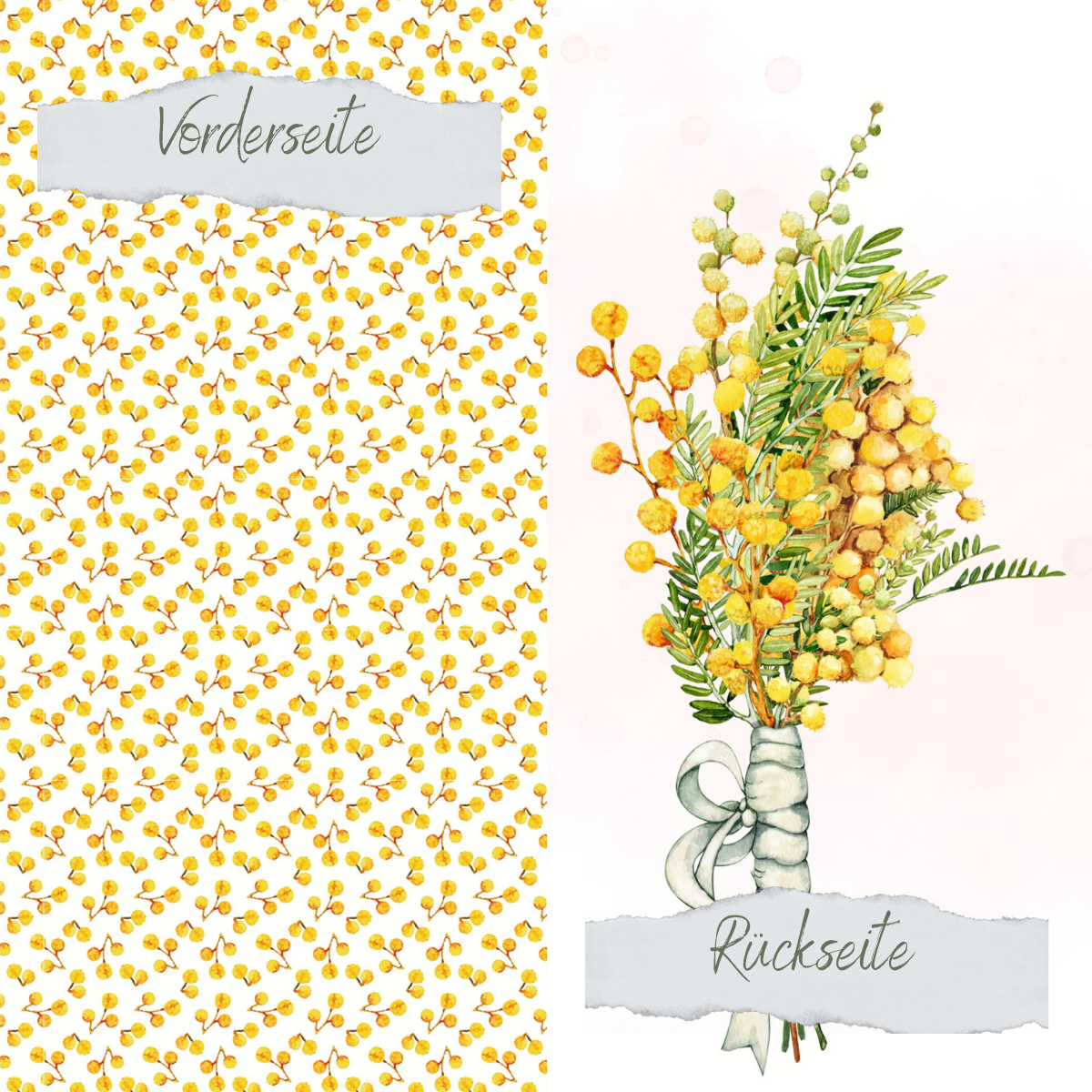 Designpapier - Mimose - Beidseitig bedruckt