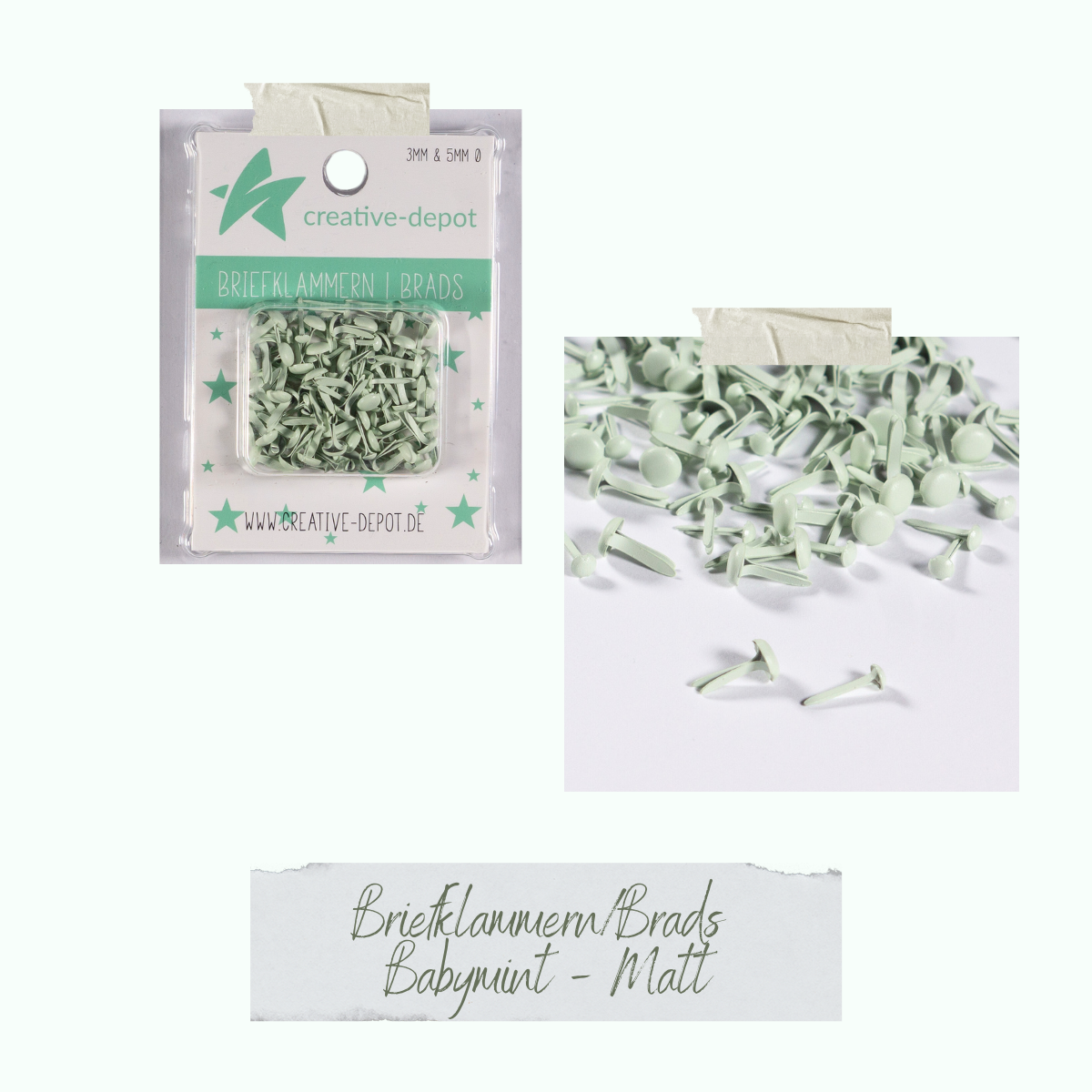 Brads - Babymint - Matt - 100 Stück Brads - Babymint - Matt - 100 Stück