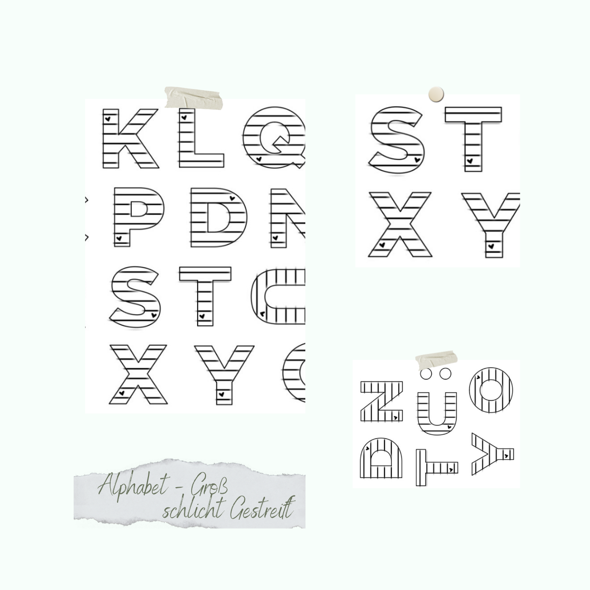 Alphabet-Gross-schlicht-gestreift Stempelset - Color me - Alphabet - Groß - schlicht gestreift