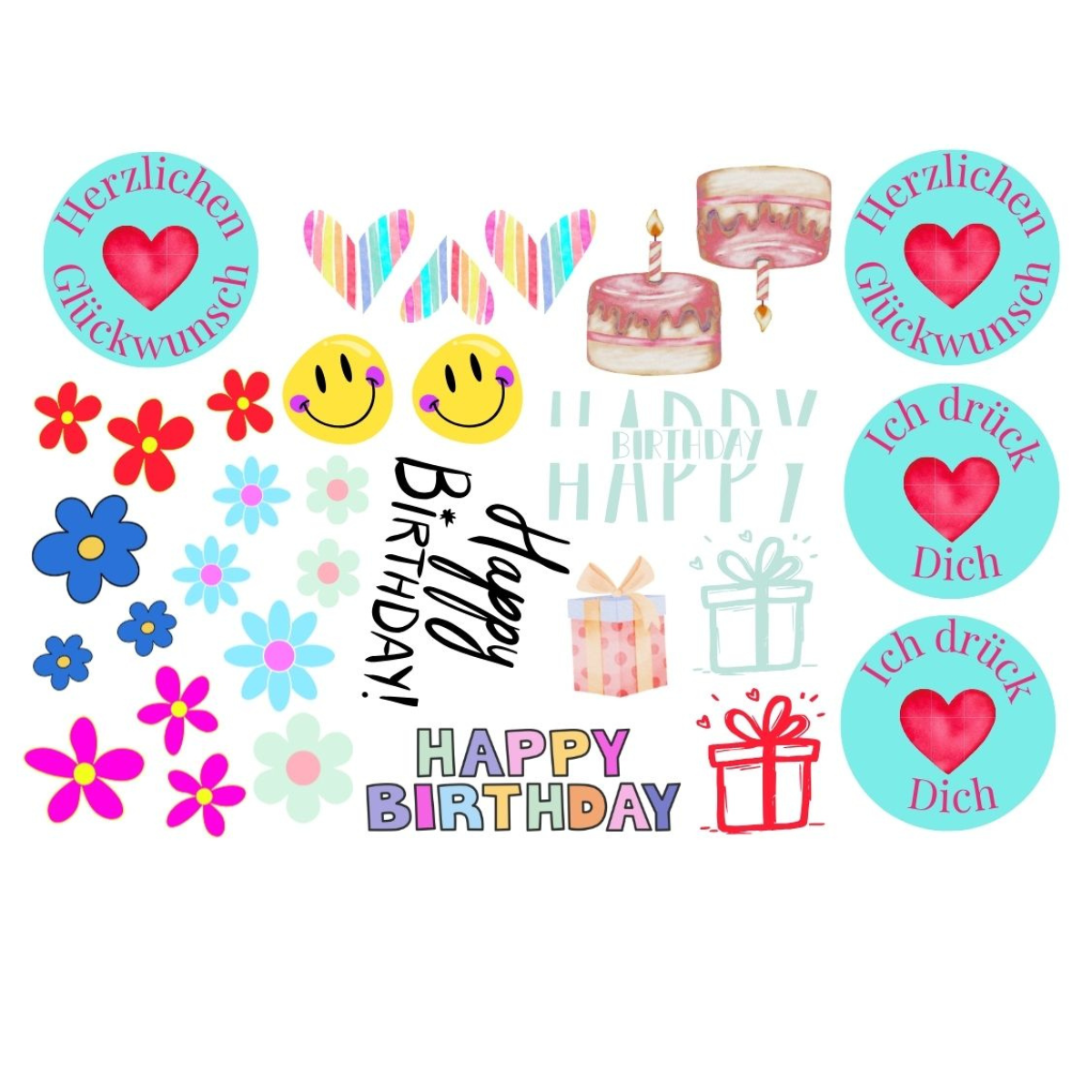 Glanz Sticker - Happy Birthday - 18 x 30 cm