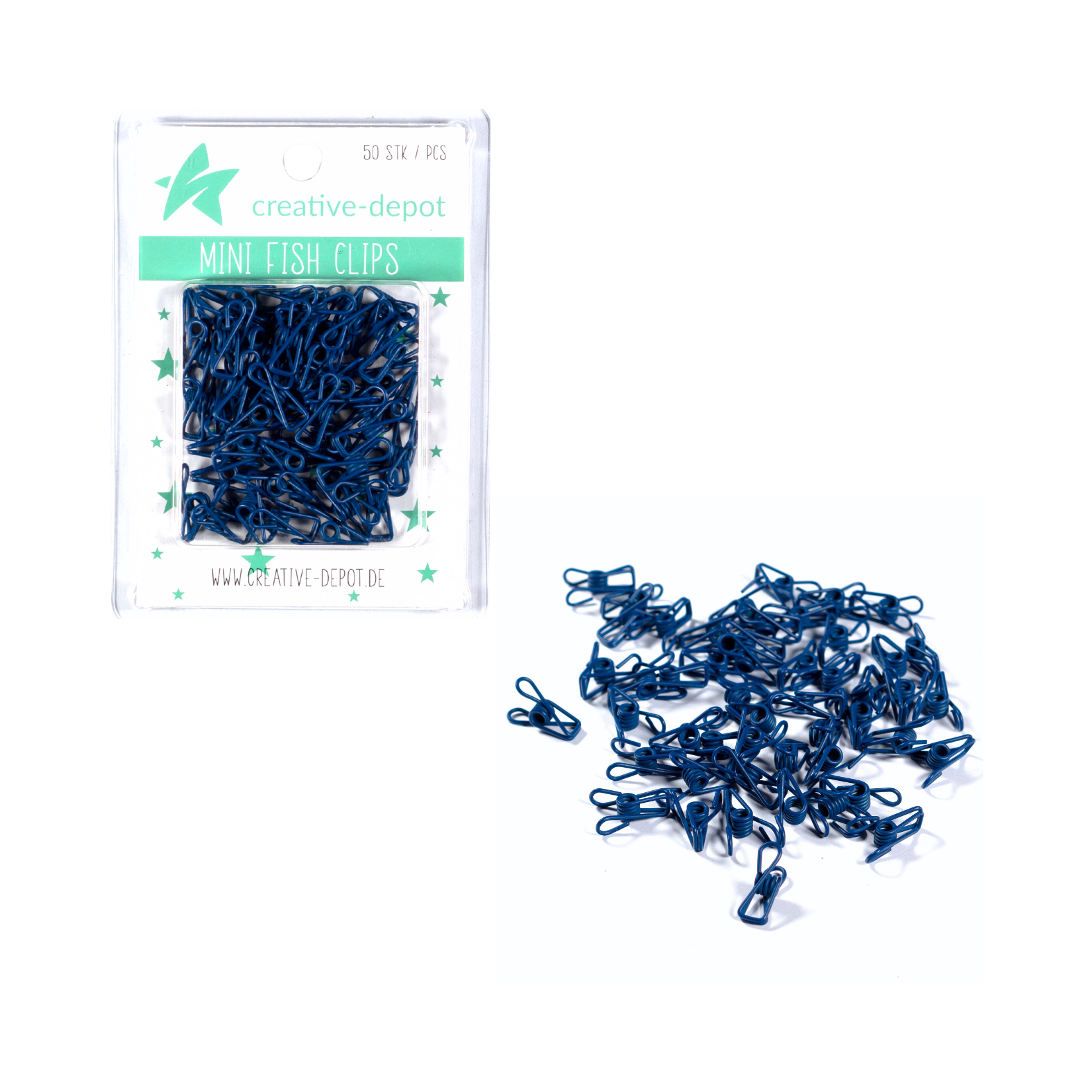 Mini Fish Clip - Marineblau - Matt - 50 Stück
