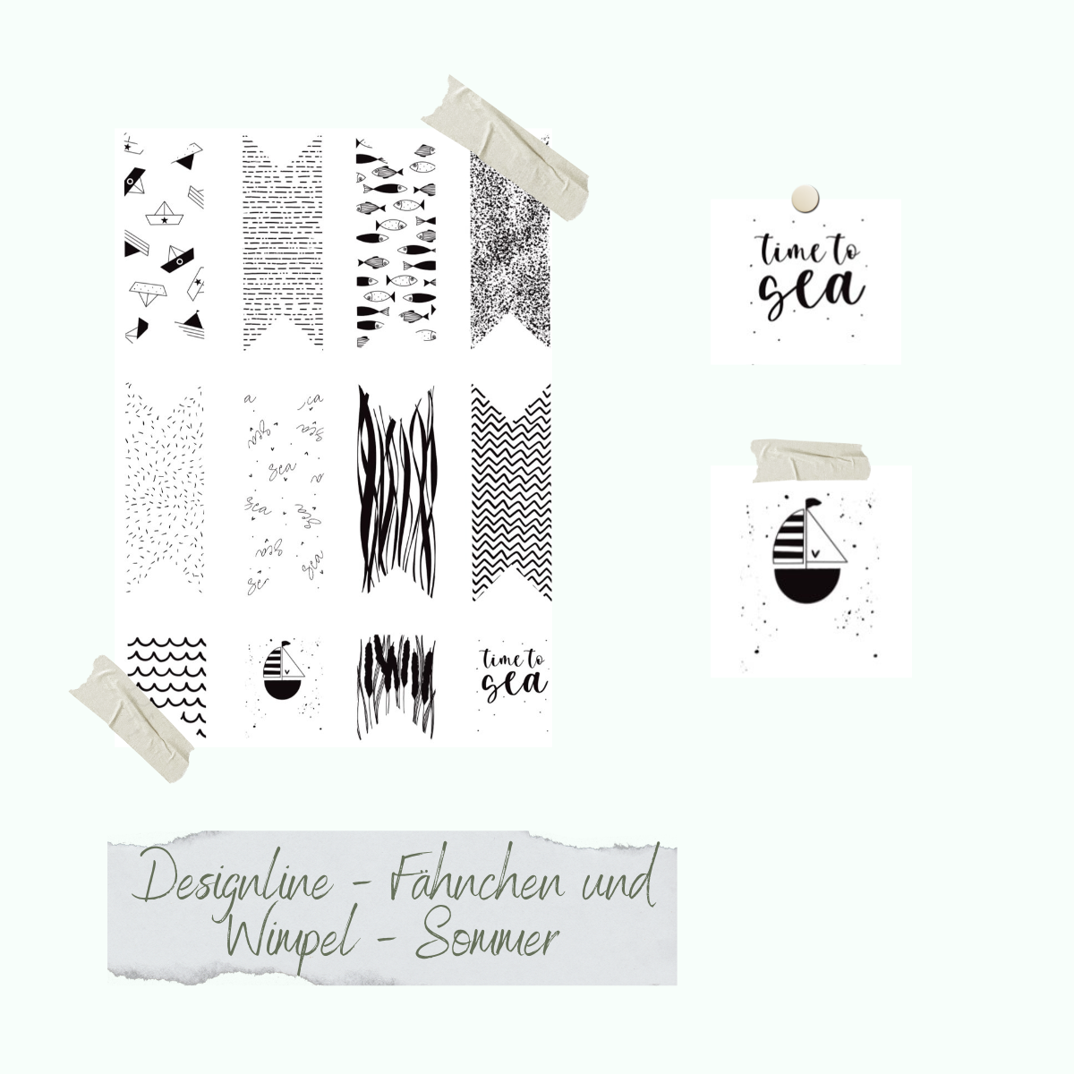 Stempelset - Designline - Fähnchen und Wimpel - Sommer