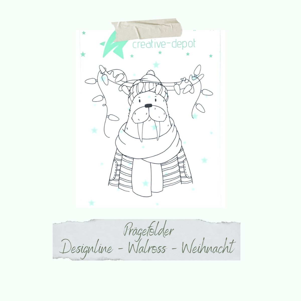 CD-PF-034-Designline-Walross-Weihnacht Dépliant de gaufrage - Designline - Walross-Weihnacht - 11 x 15,5 cm